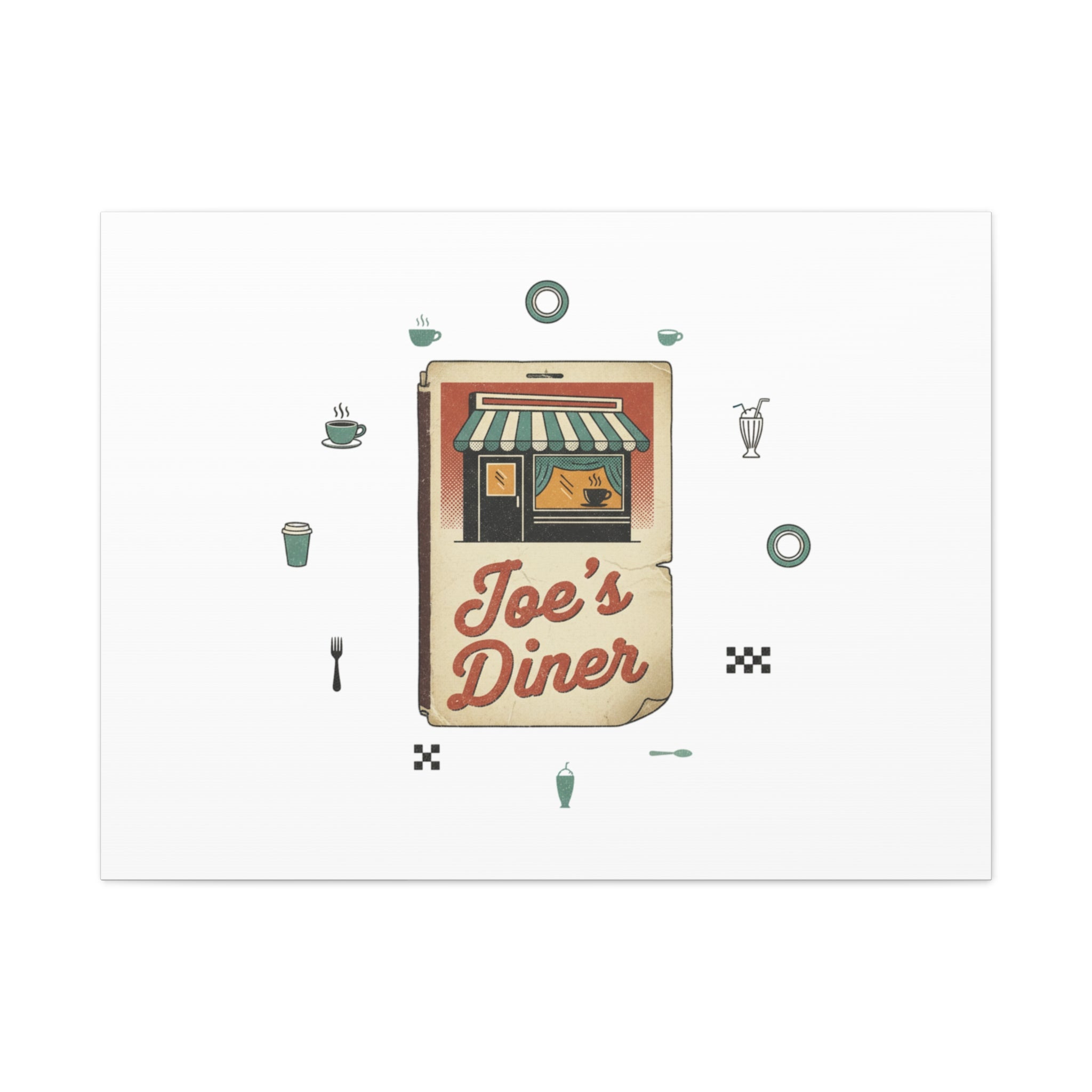 Diner Matchbook Graphic Canvas, Vintage Ephemera Art | Retro Micro Ad Print