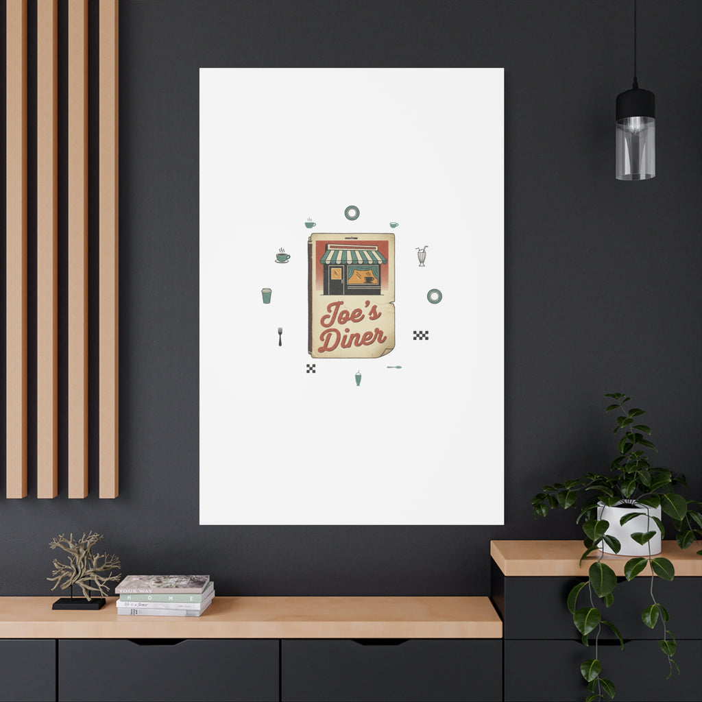 Diner Matchbook Graphic Canvas, Vintage Ephemera Art | Retro Micro Ad Print