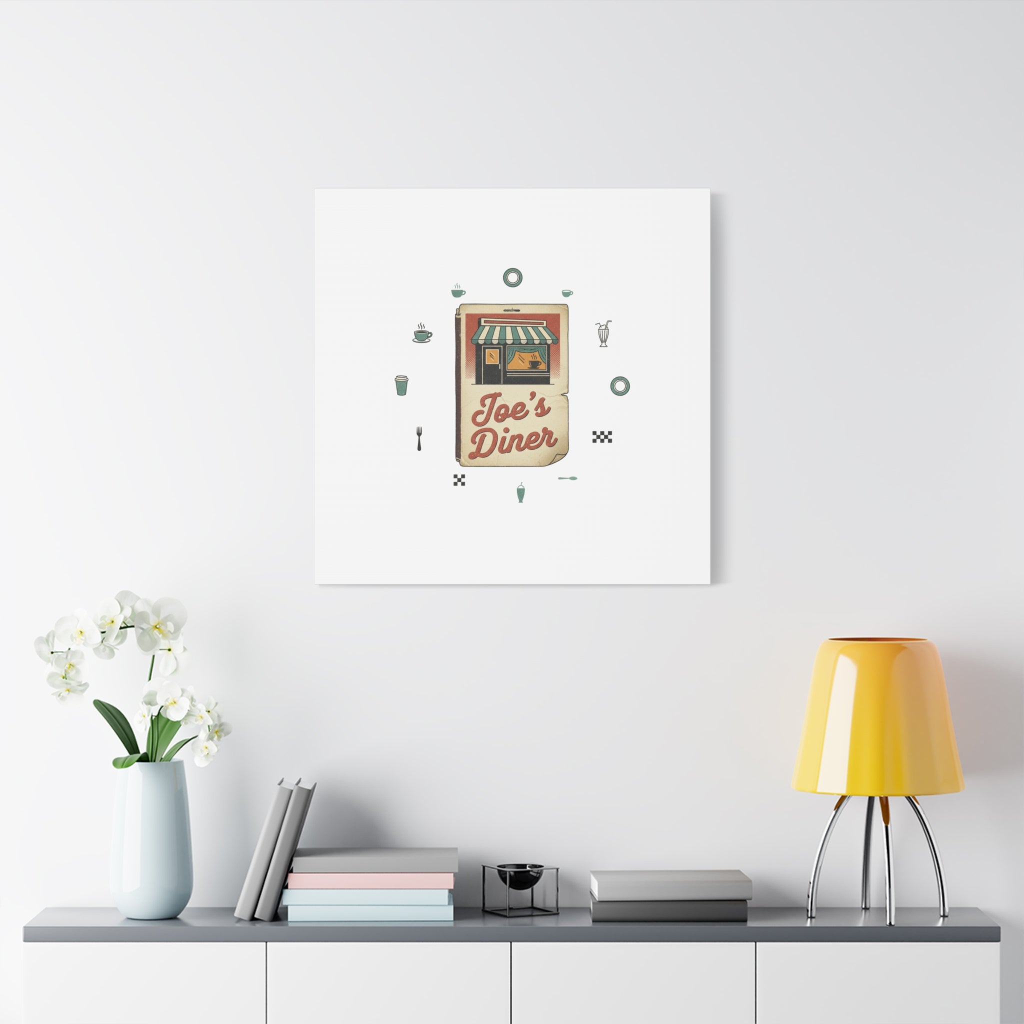Diner Matchbook Graphic Canvas, Vintage Ephemera Art | Retro Micro Ad Print