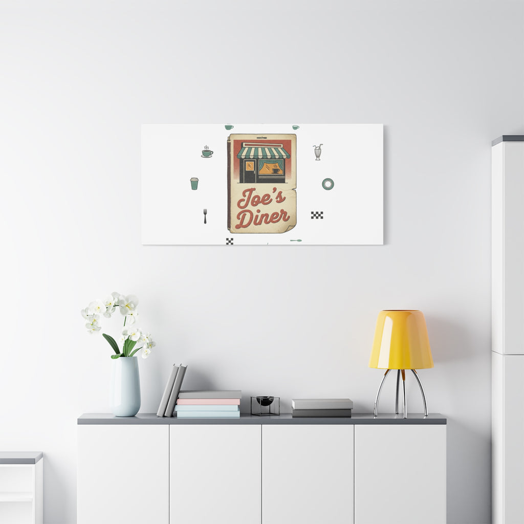Diner Matchbook Graphic Canvas, Vintage Ephemera Art | Retro Micro Ad Print
