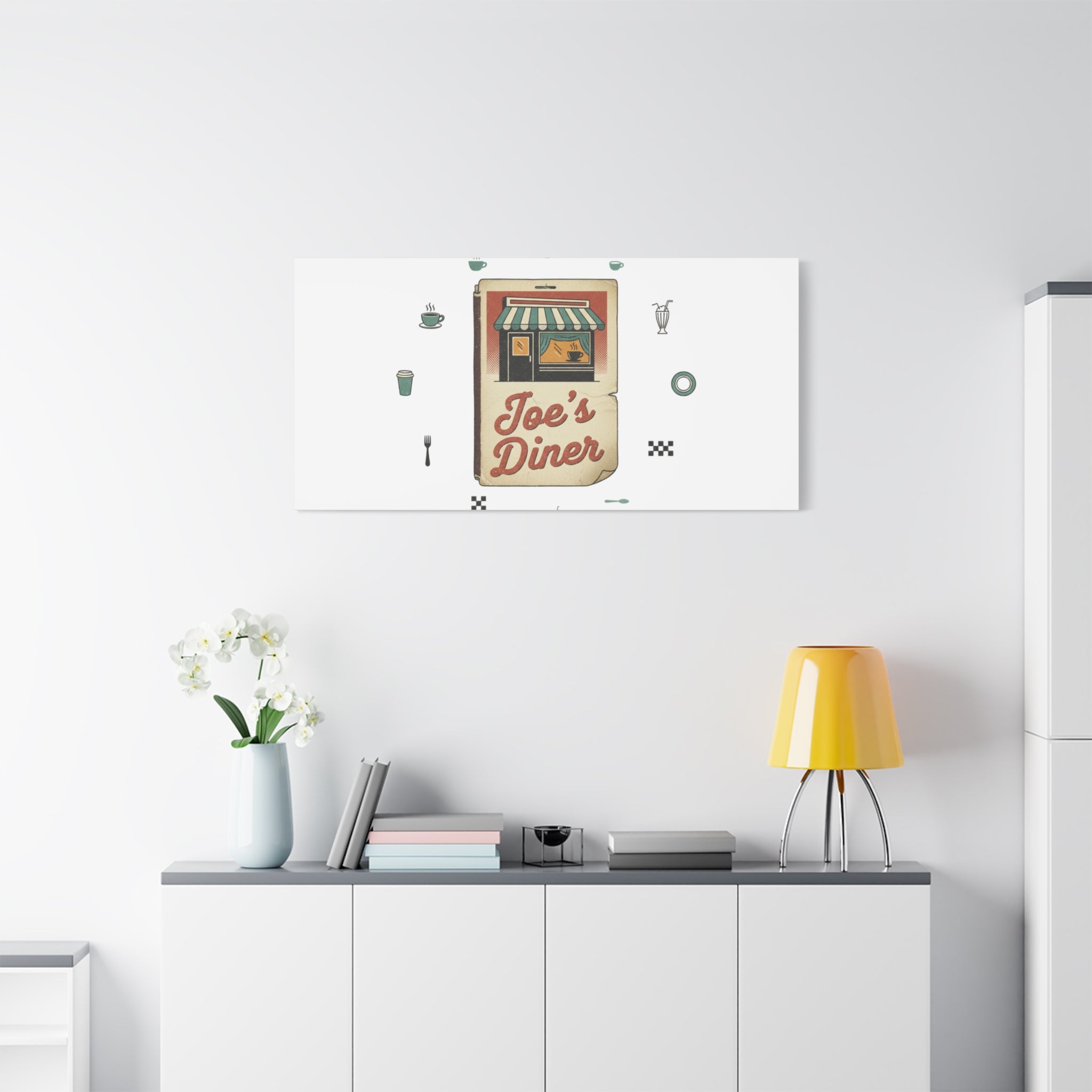 Diner Matchbook Graphic Canvas, Vintage Ephemera Art | Retro Micro Ad Print