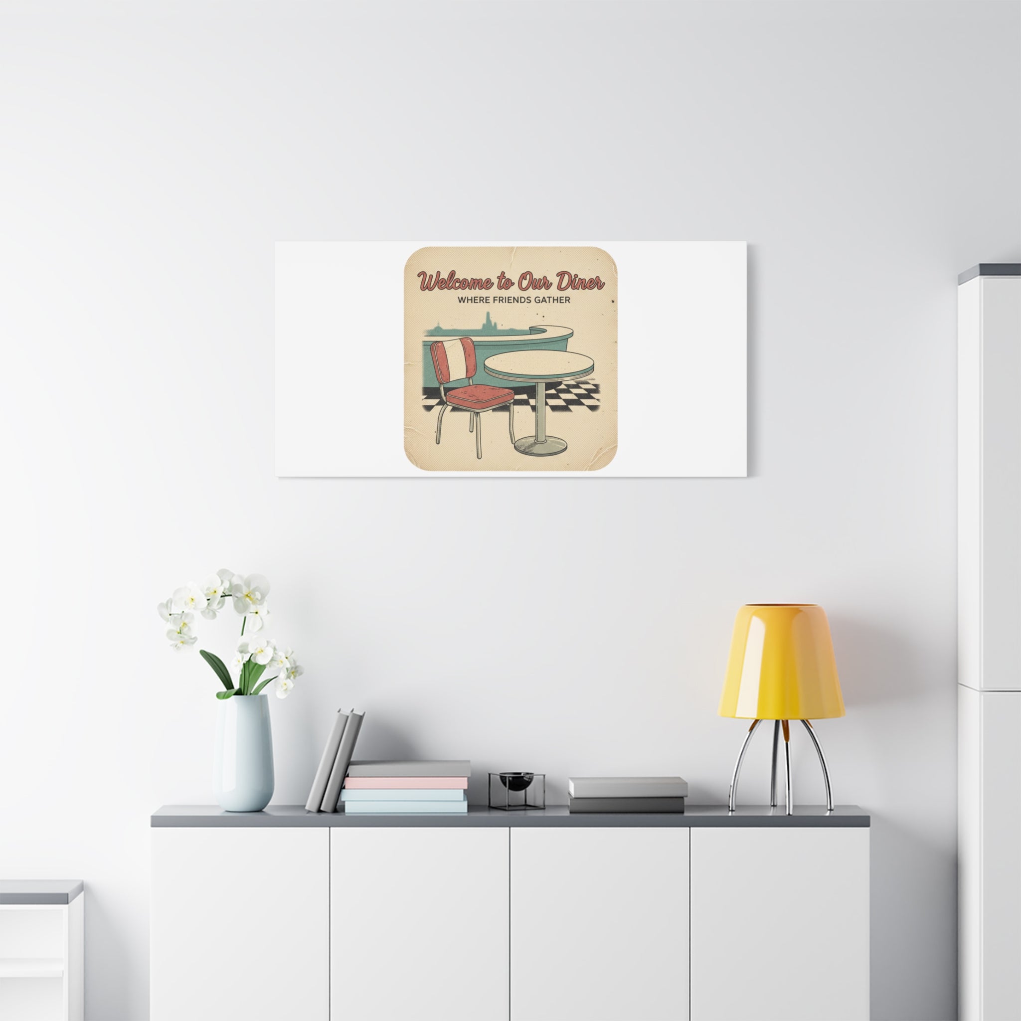 Diner Match Cover Canvas, Vintage Ephemera Art, Retro Micro Ad Print