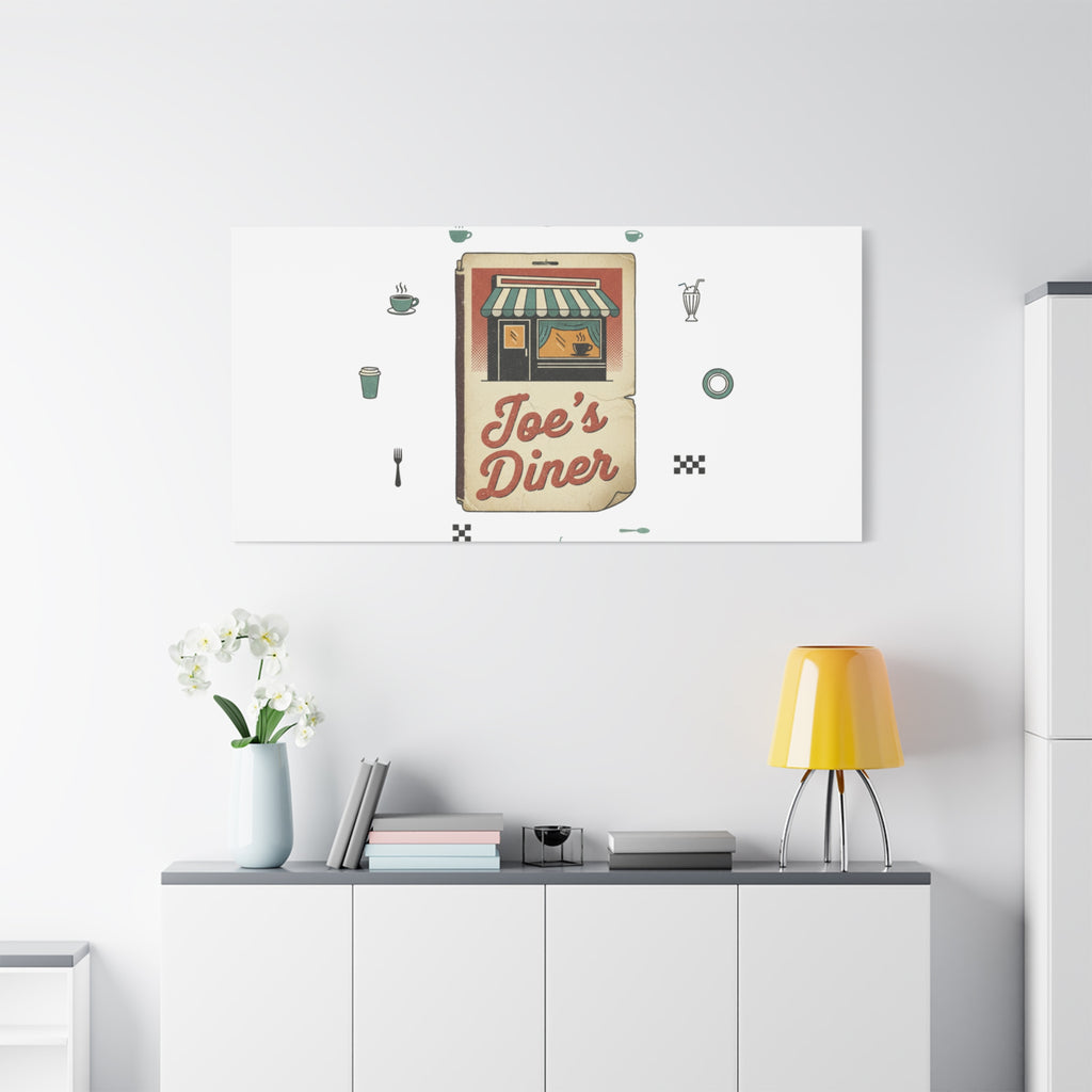 Diner Matchbook Graphic Canvas, Vintage Ephemera Art | Retro Micro Ad Print