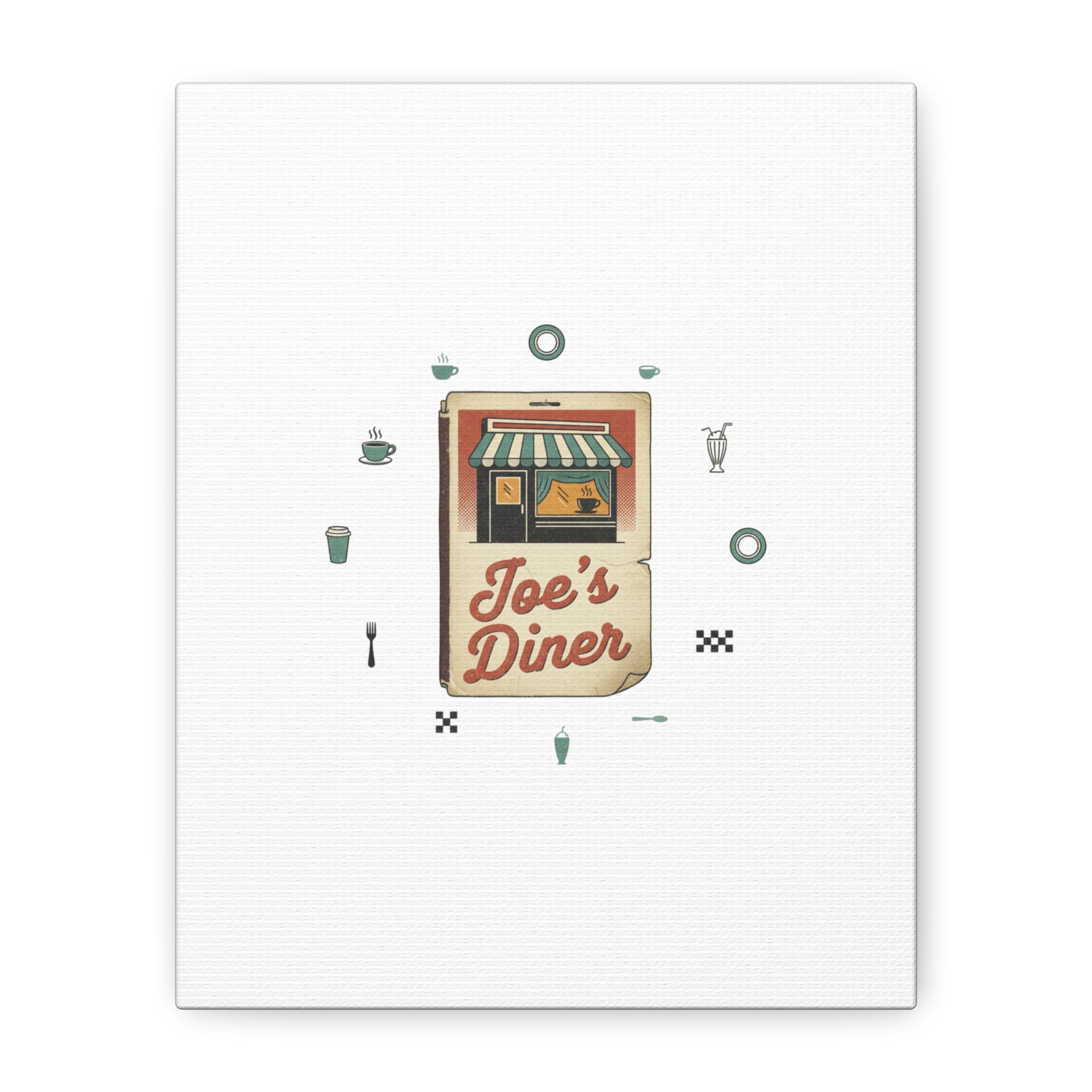 Diner Matchbook Graphic Canvas, Vintage Ephemera Art | Retro Micro Ad Print
