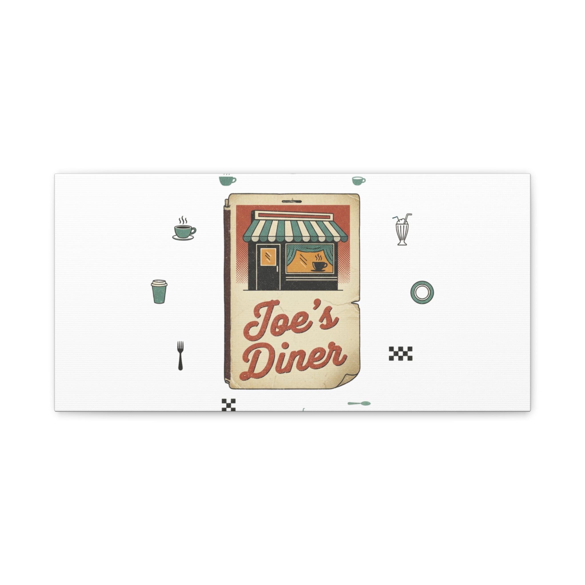 Diner Matchbook Graphic Canvas, Vintage Ephemera Art | Retro Micro Ad Print