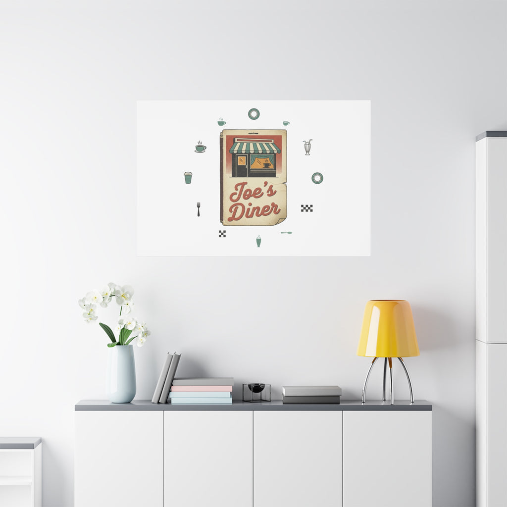 Diner Matchbook Graphic Canvas, Vintage Ephemera Art | Retro Micro Ad Print