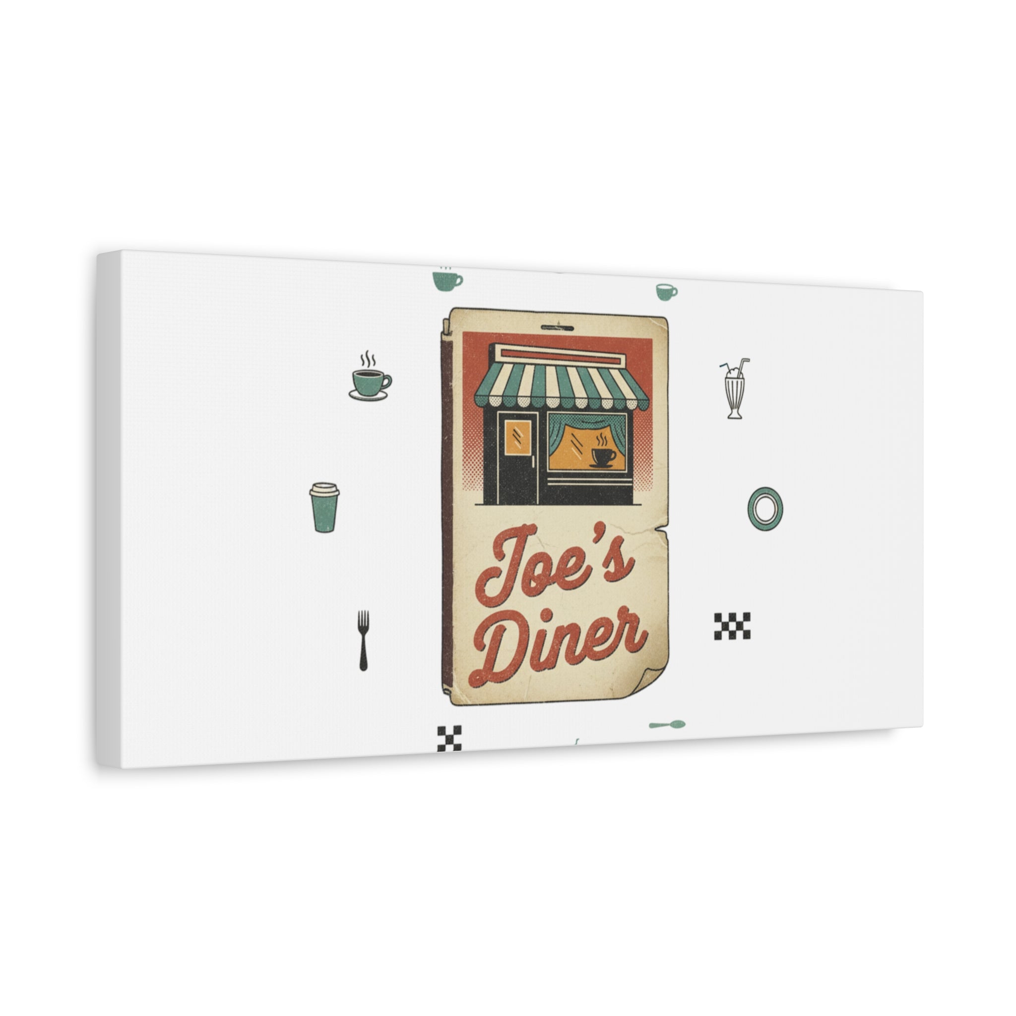 Diner Matchbook Graphic Canvas, Vintage Ephemera Art | Retro Micro Ad Print