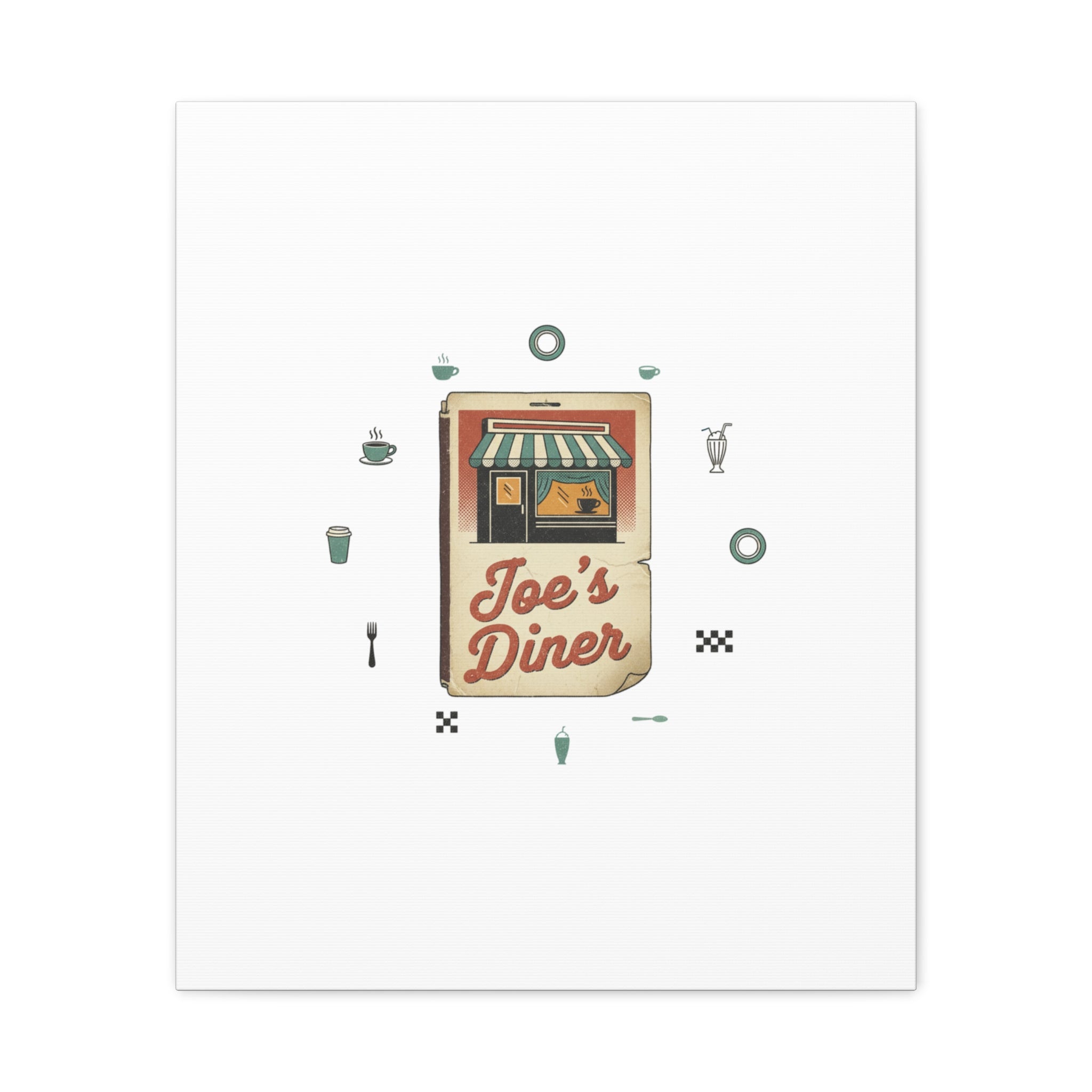 Diner Matchbook Graphic Canvas, Vintage Ephemera Art | Retro Micro Ad Print