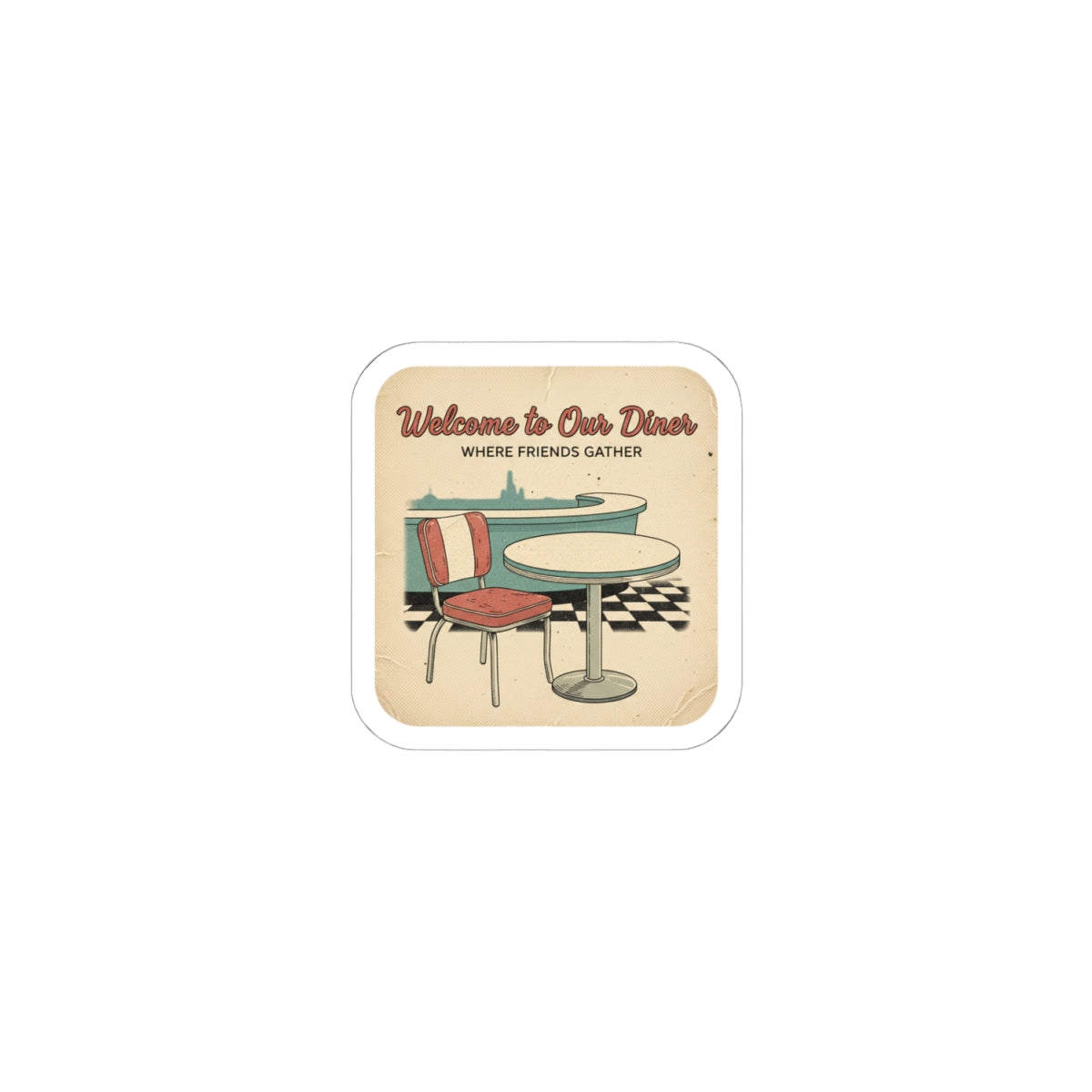 Diner Matchbook Graphic Sticker | Vintage Ephemera, Retro Micro Ad