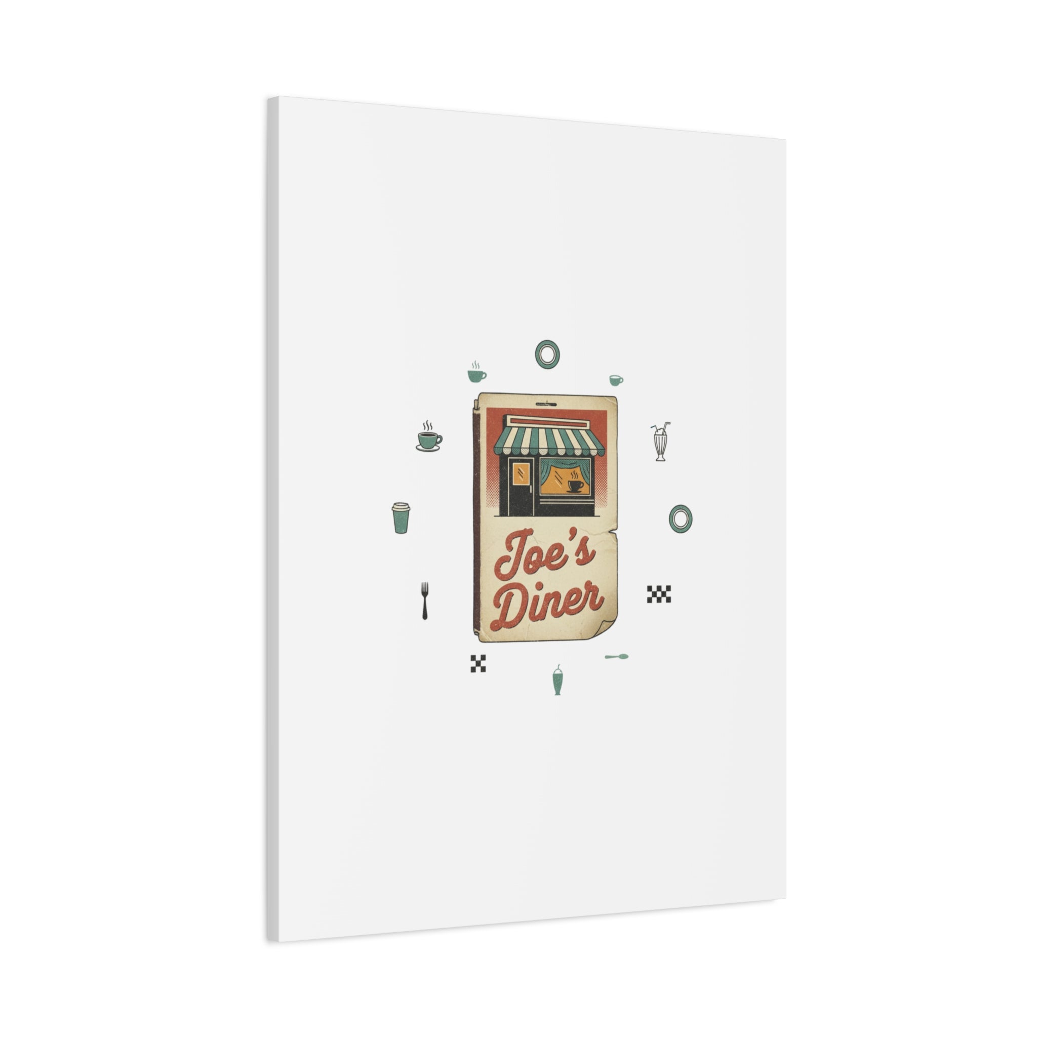 Diner Matchbook Graphic Canvas, Vintage Ephemera Art | Retro Micro Ad Print