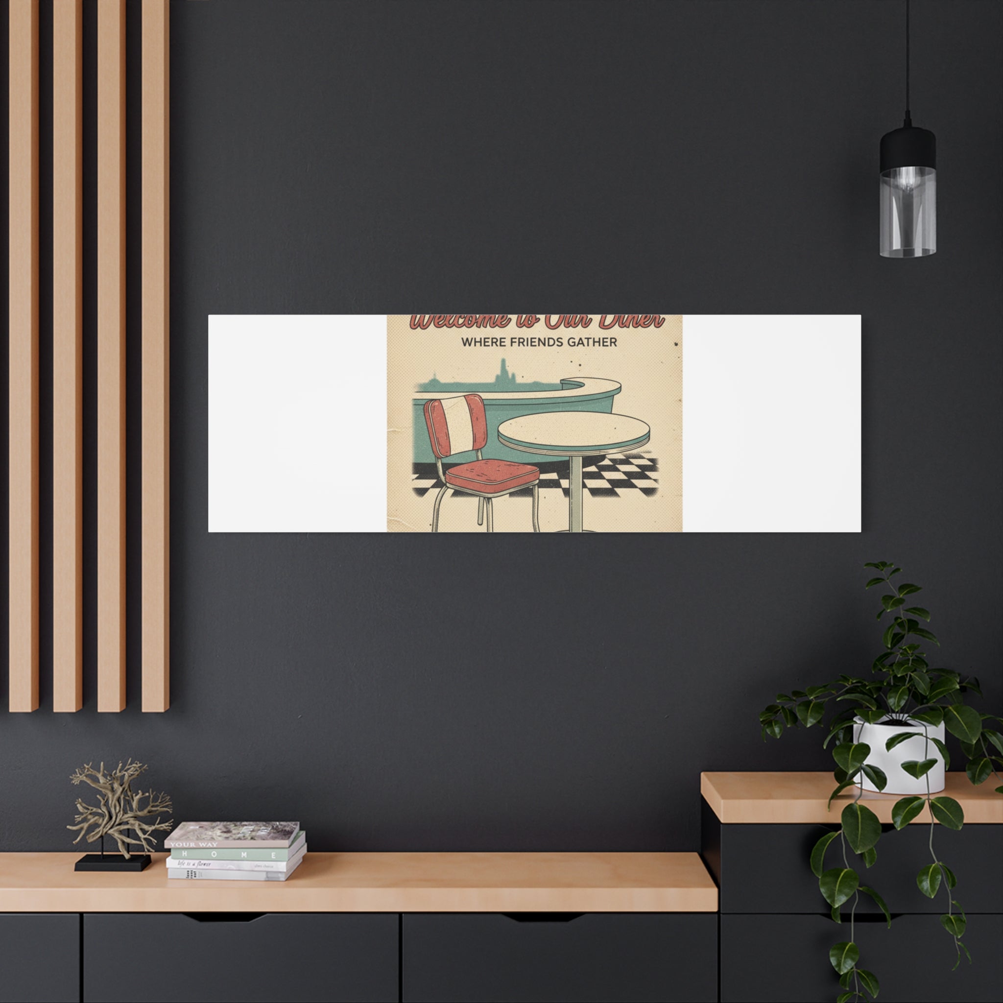 Diner Match Cover Canvas, Vintage Ephemera Art, Retro Micro Ad Print
