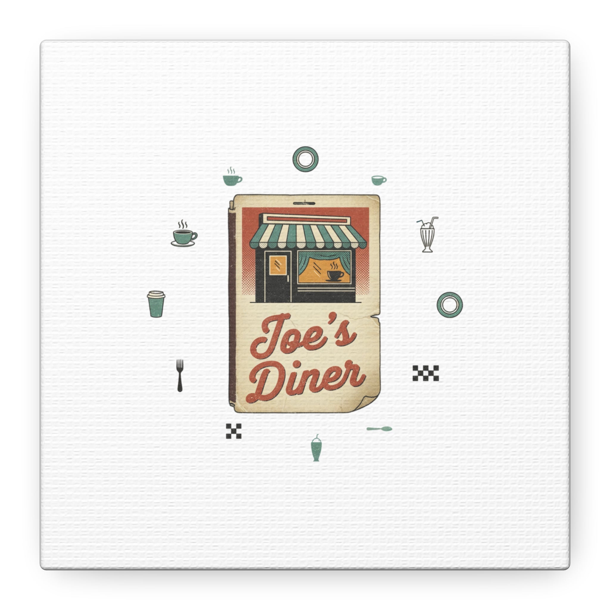 Diner Matchbook Graphic Canvas, Vintage Ephemera Art | Retro Micro Ad Print