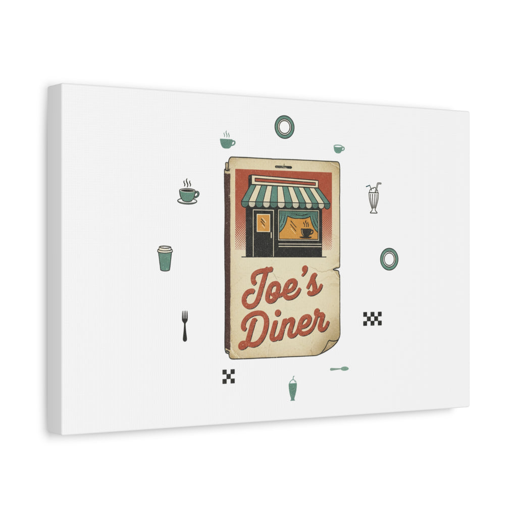 Diner Matchbook Graphic Canvas, Vintage Ephemera Art | Retro Micro Ad Print