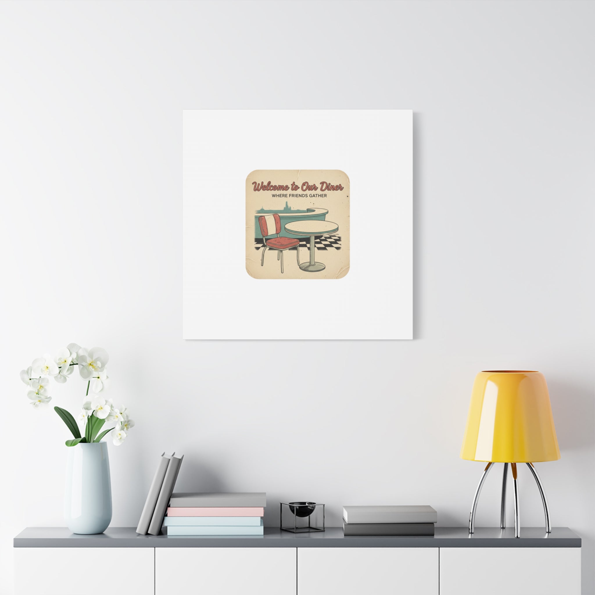 Diner Match Cover Canvas, Vintage Ephemera Art, Retro Micro Ad Print