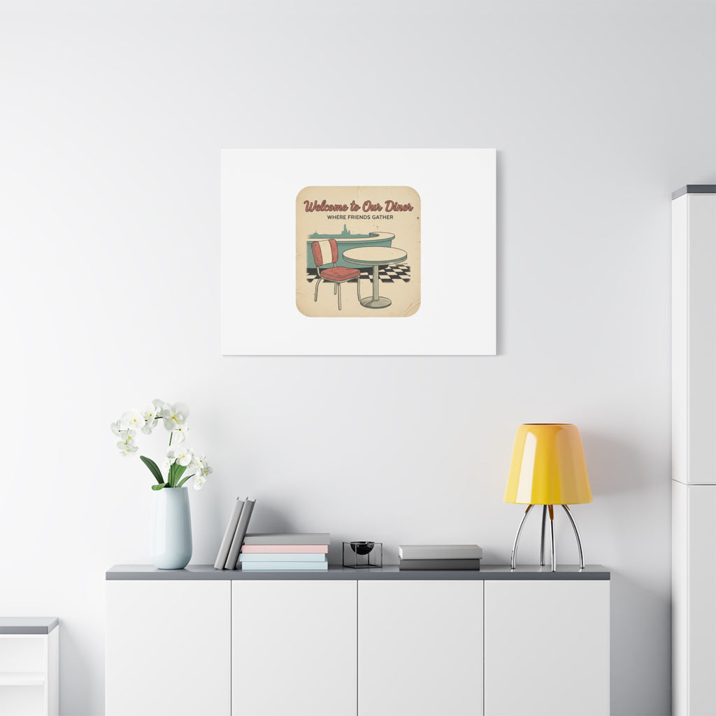 Diner Match Cover Canvas, Vintage Ephemera Art, Retro Micro Ad Print