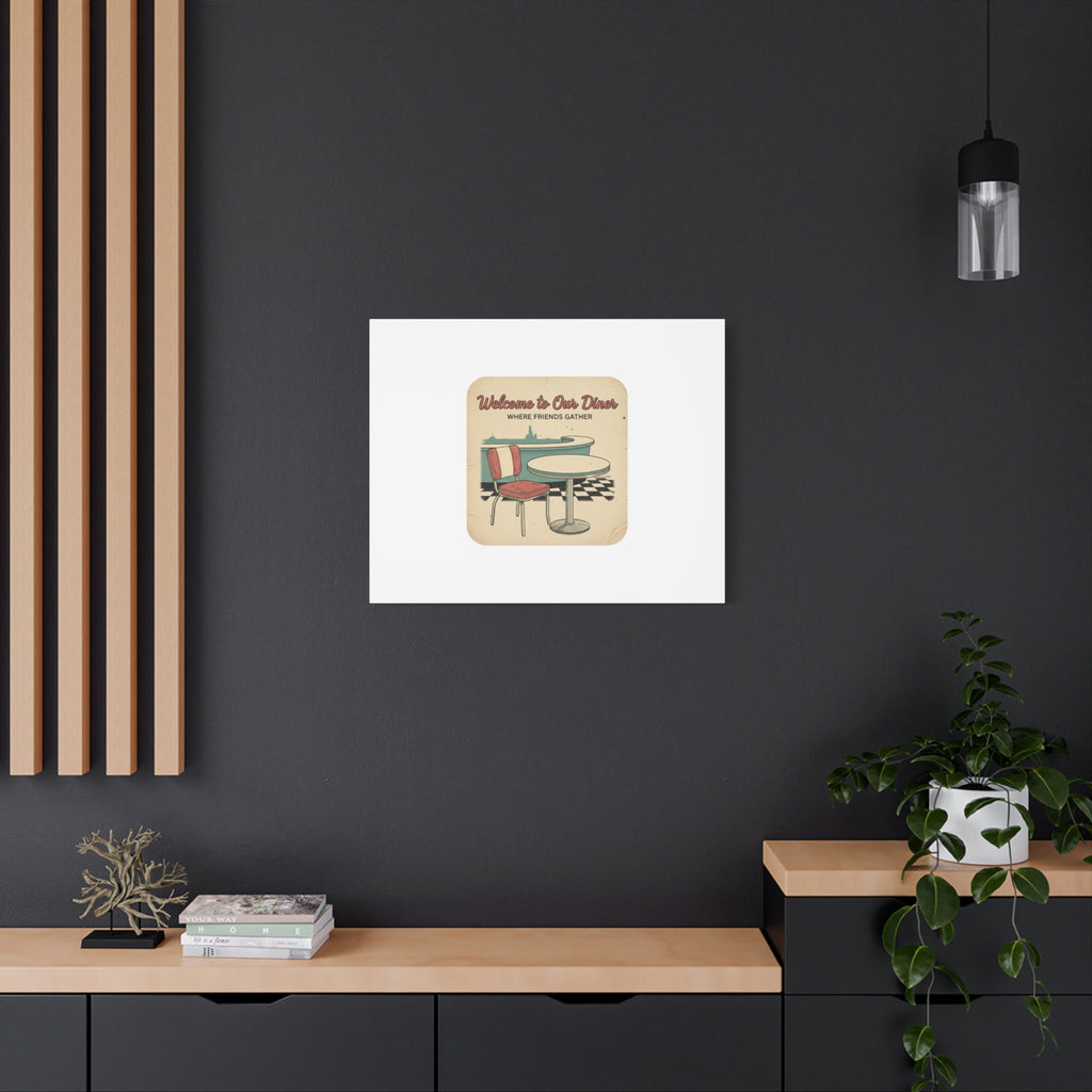 Diner Match Cover Canvas, Vintage Ephemera Art, Retro Micro Ad Print