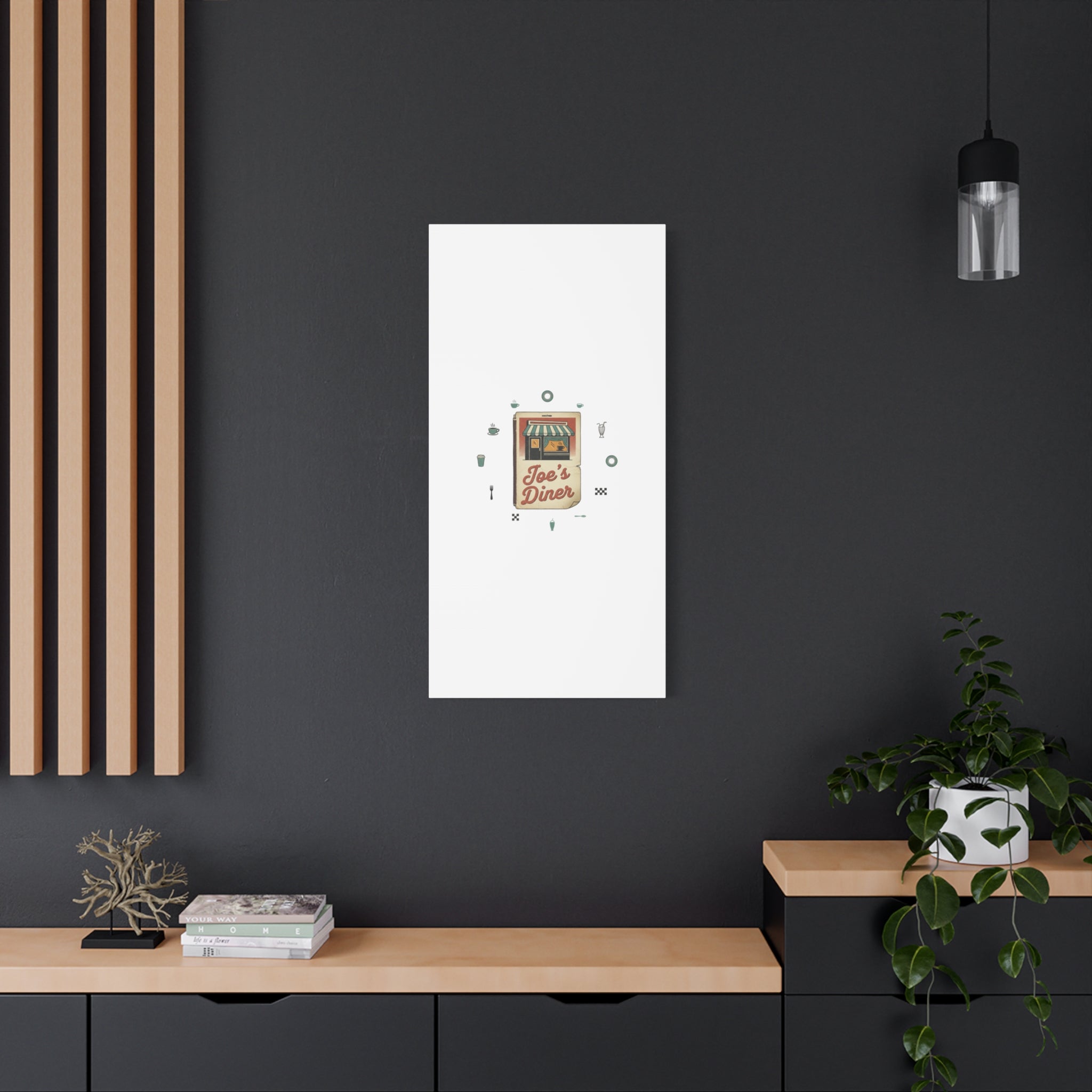 Diner Matchbook Graphic Canvas, Vintage Ephemera Art | Retro Micro Ad Print