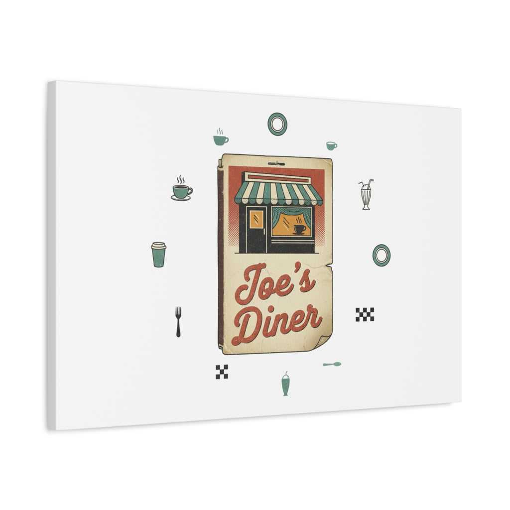 Diner Matchbook Graphic Canvas, Vintage Ephemera Art | Retro Micro Ad Print
