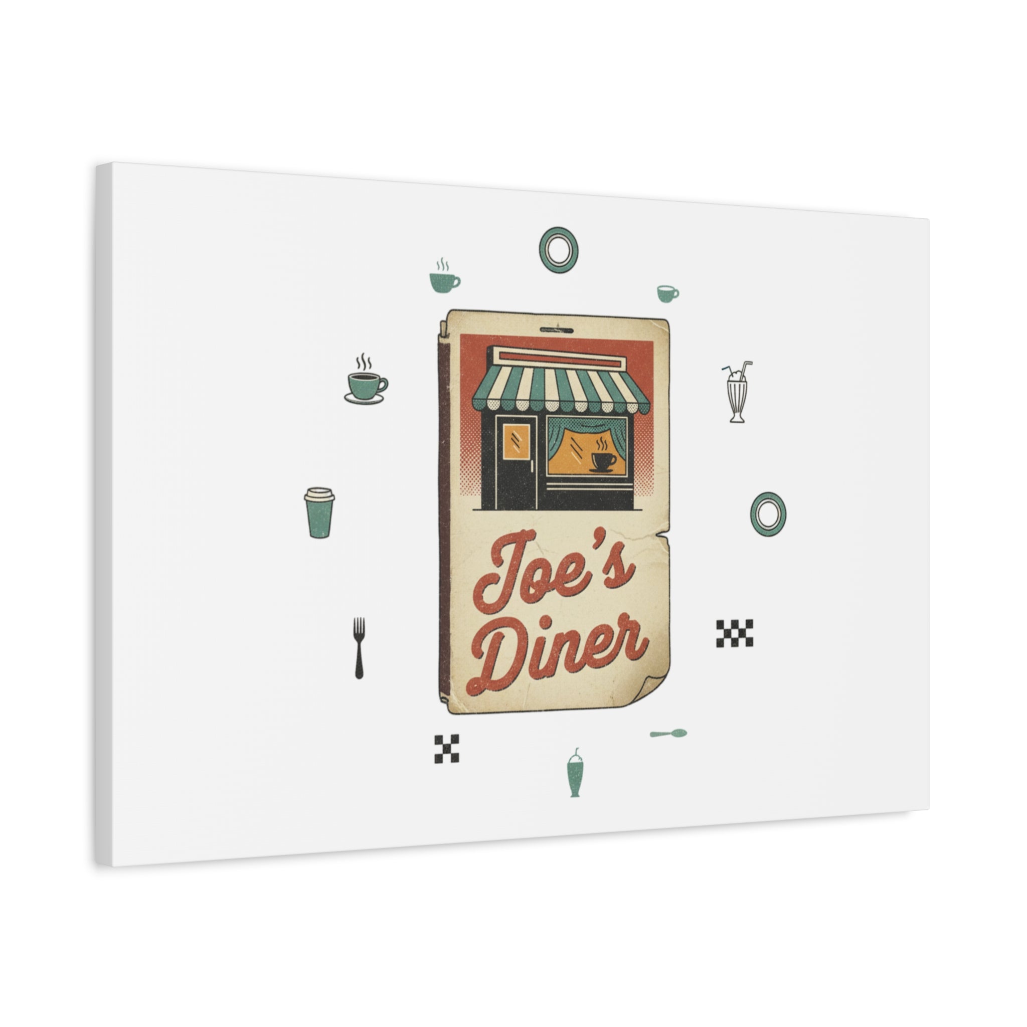 Diner Matchbook Graphic Canvas, Vintage Ephemera Art | Retro Micro Ad Print