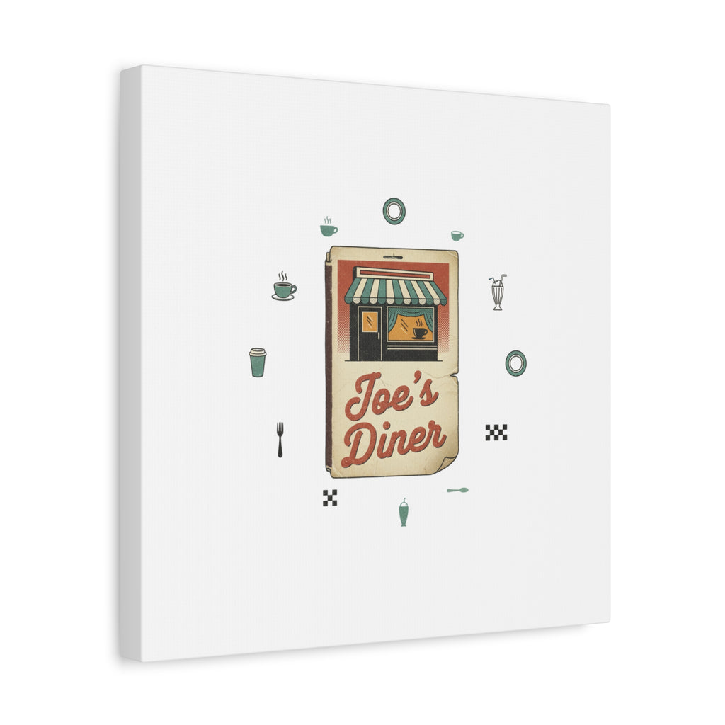 Diner Matchbook Graphic Canvas, Vintage Ephemera Art | Retro Micro Ad Print