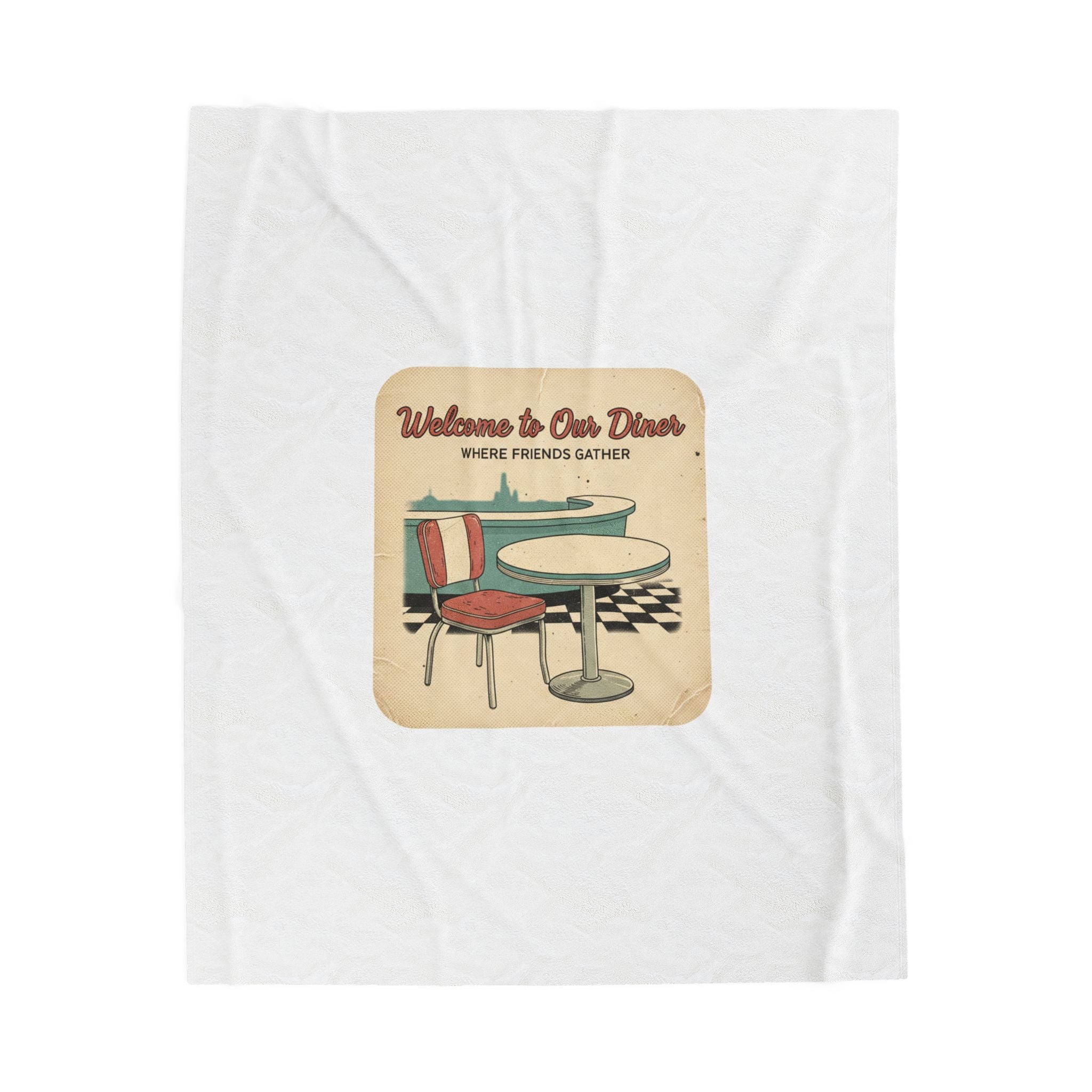 Diner Matchbook Graphic Velveteen Plush Blanket | vintage ephemera art, retro micro ad print