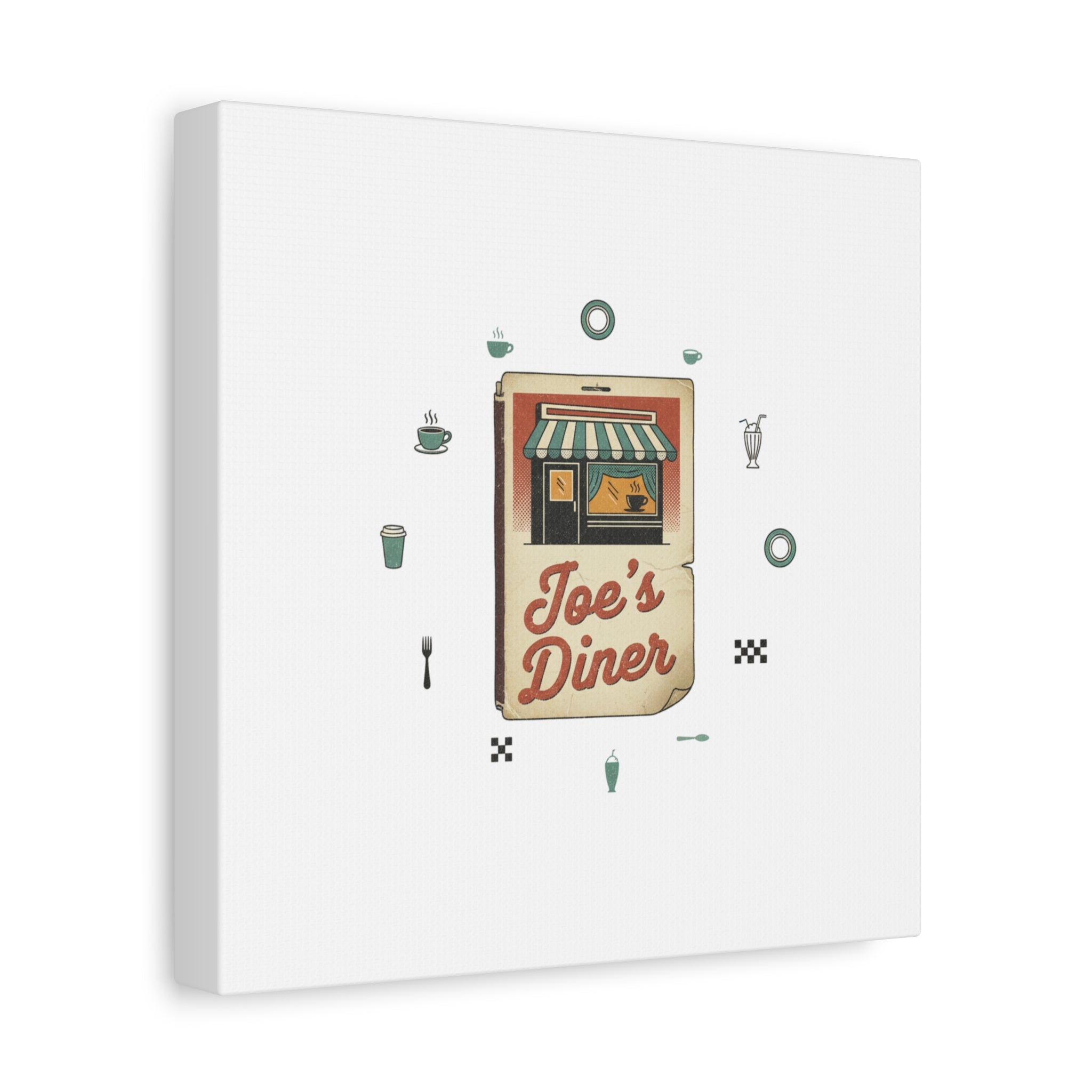 Diner Matchbook Graphic Canvas, Vintage Ephemera Art | Retro Micro Ad Print