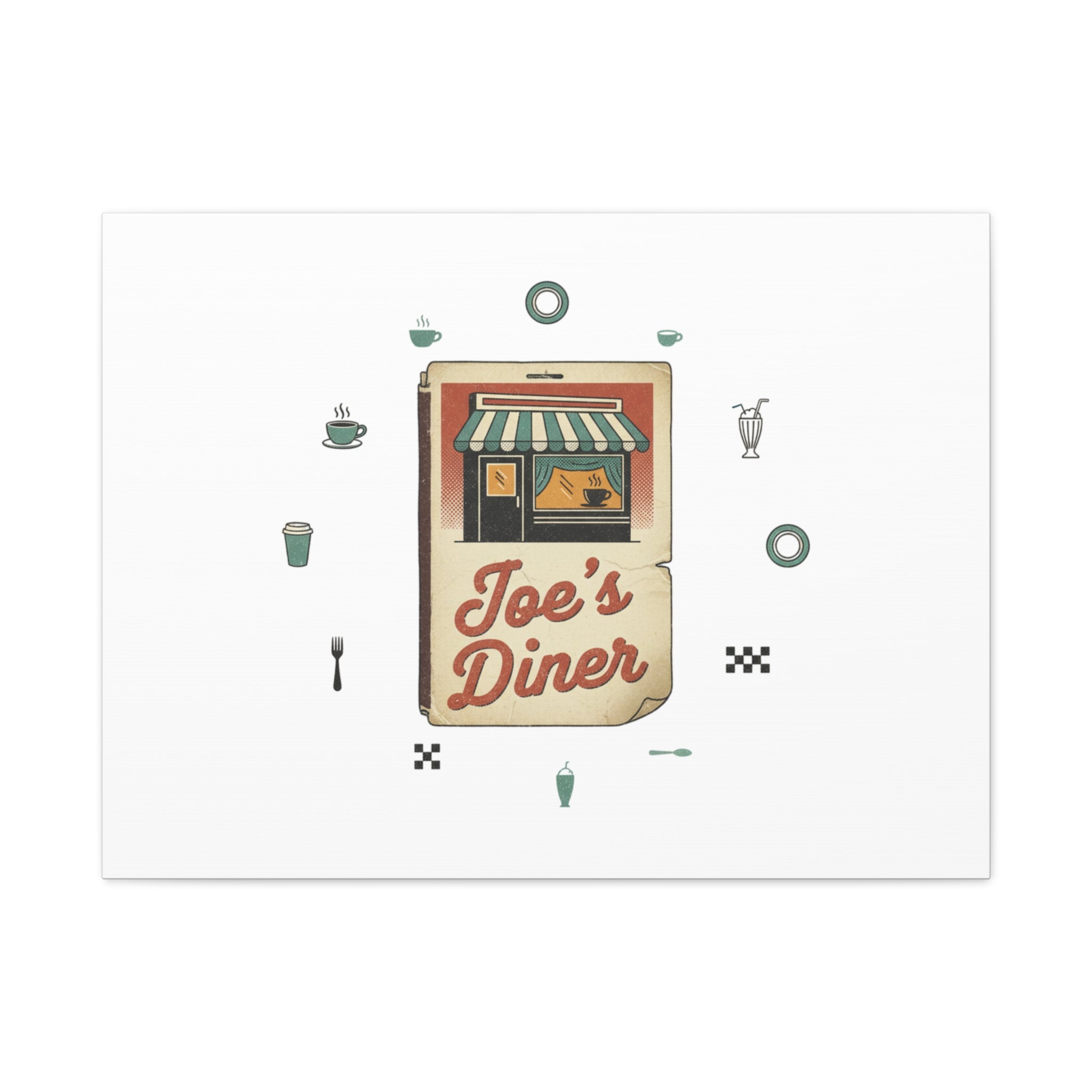 Diner Matchbook Graphic Canvas, Vintage Ephemera Art | Retro Micro Ad Print