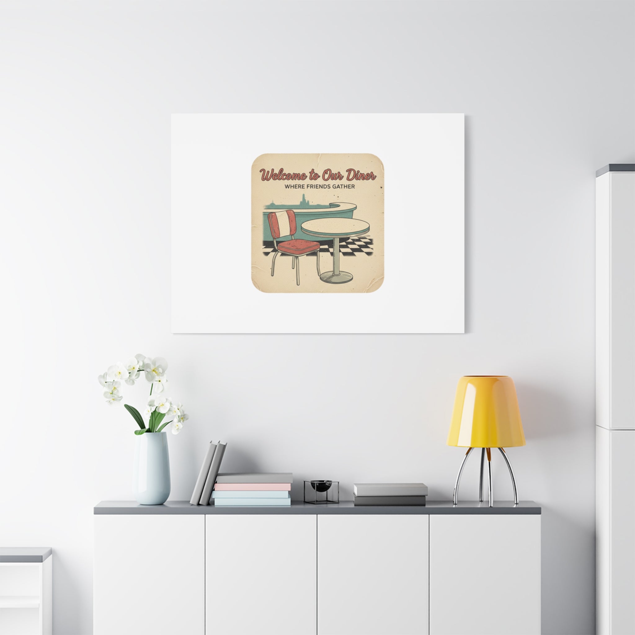 Diner Match Cover Canvas, Vintage Ephemera Art, Retro Micro Ad Print