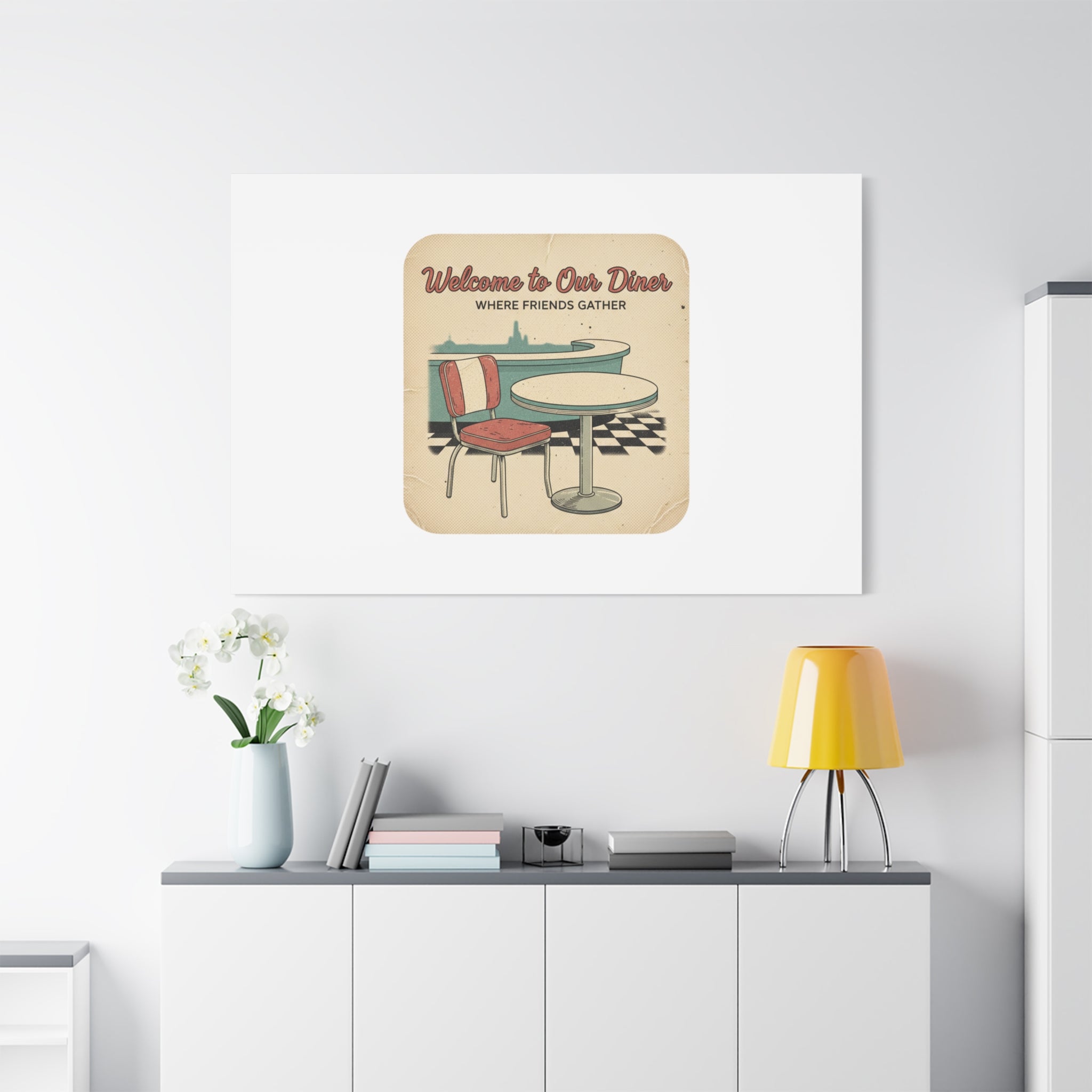 Diner Match Cover Canvas, Vintage Ephemera Art, Retro Micro Ad Print