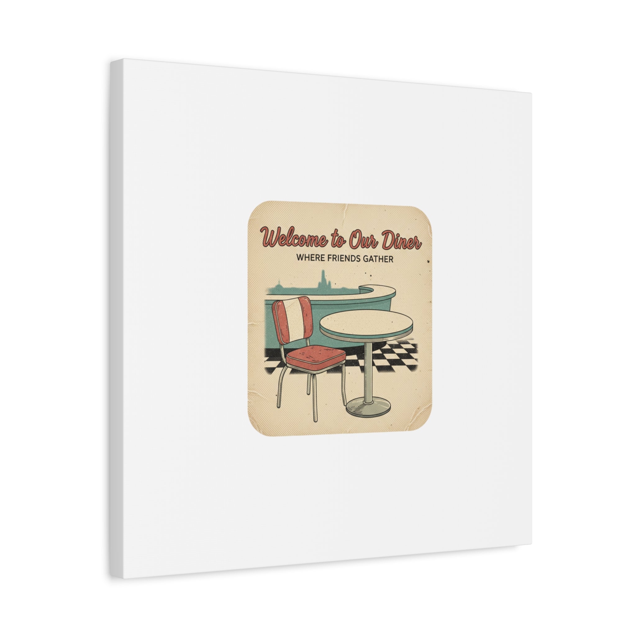 Diner Match Cover Canvas, Vintage Ephemera Art, Retro Micro Ad Print