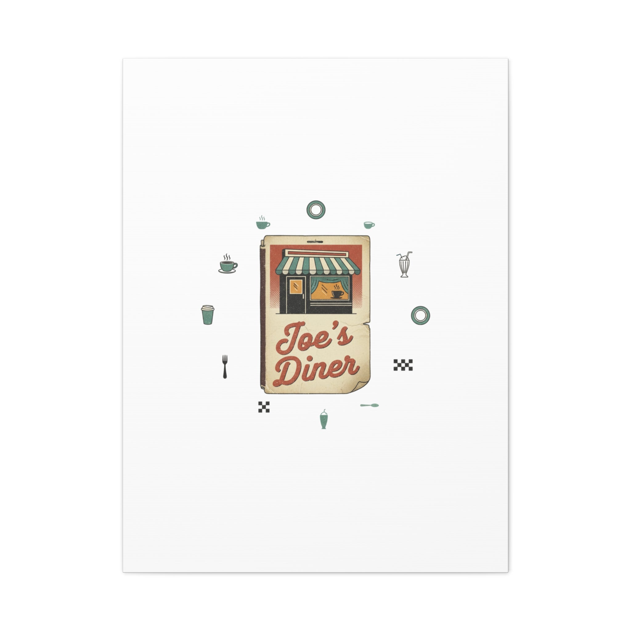 Diner Matchbook Graphic Canvas, Vintage Ephemera Art | Retro Micro Ad Print