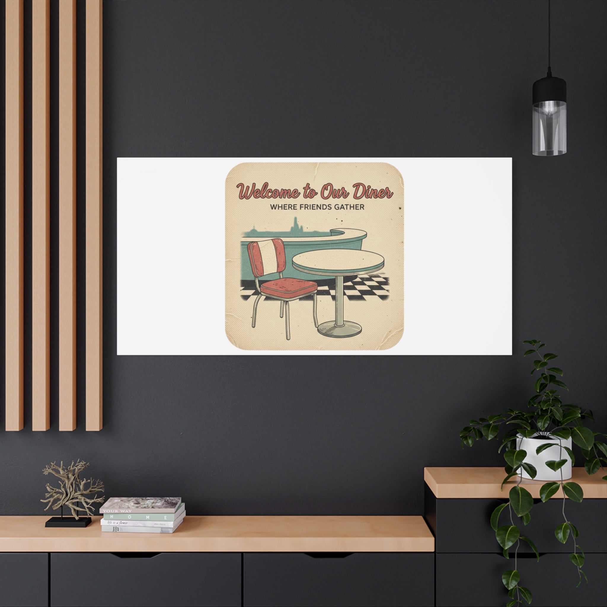 Diner Match Cover Canvas, Vintage Ephemera Art, Retro Micro Ad Print