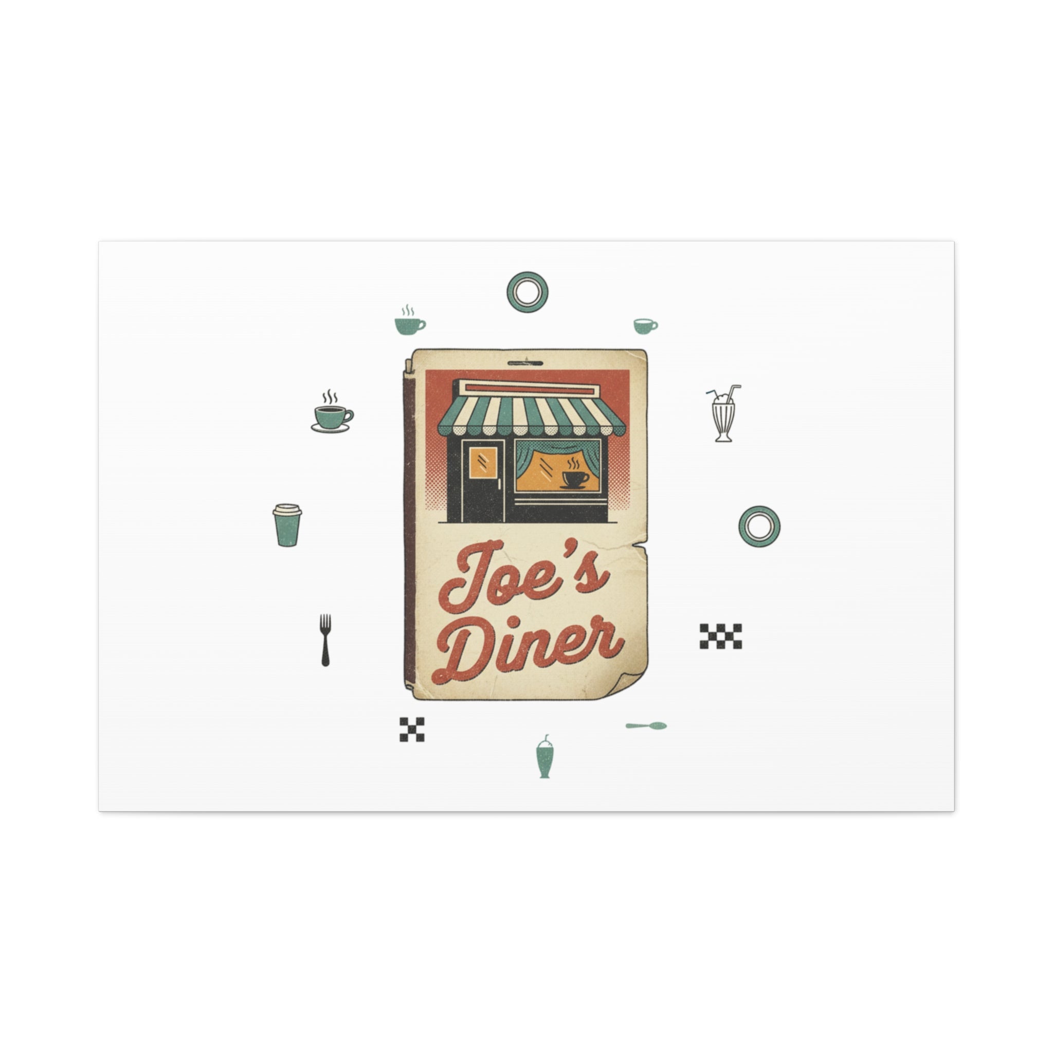 Diner Matchbook Graphic Canvas, Vintage Ephemera Art | Retro Micro Ad Print