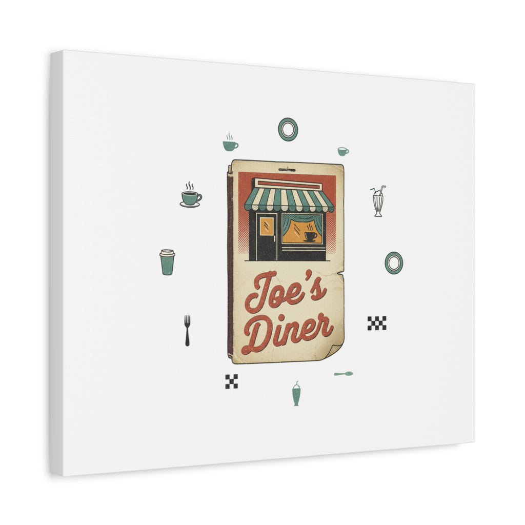 Diner Matchbook Graphic Canvas, Vintage Ephemera Art | Retro Micro Ad Print