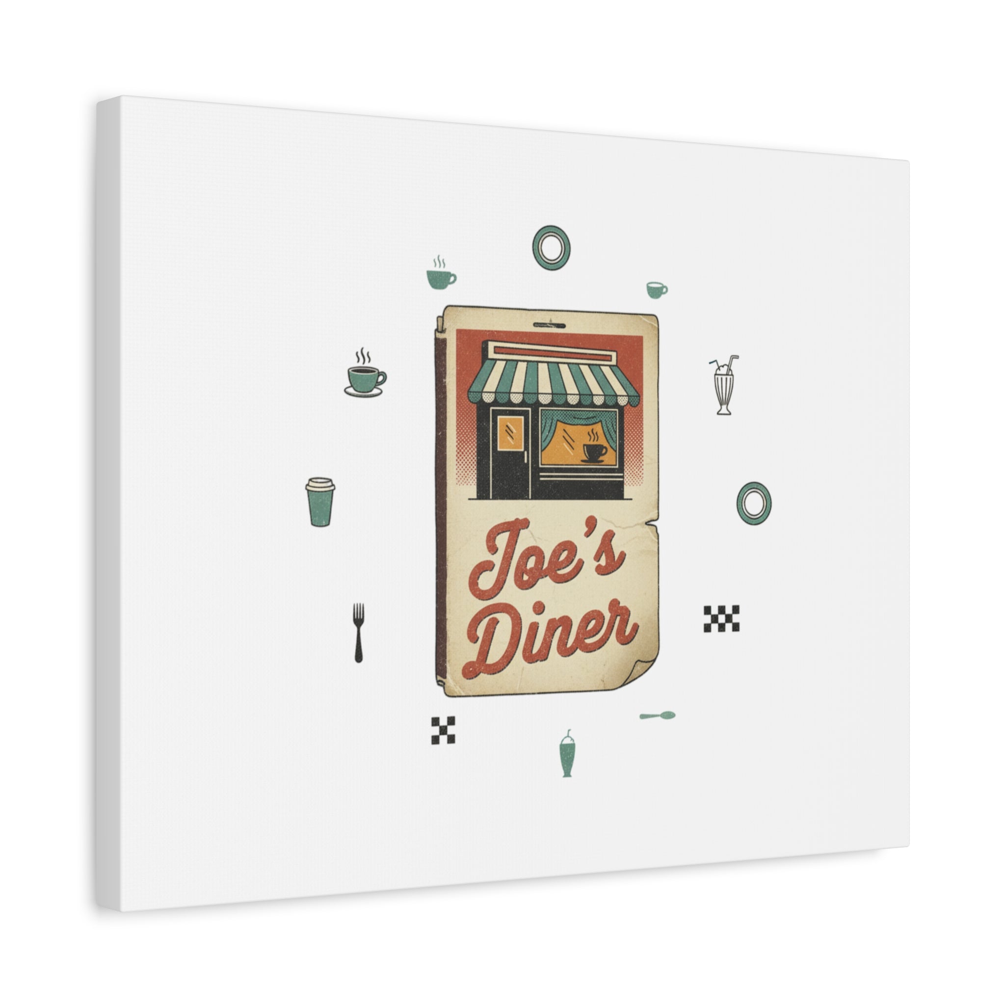 Diner Matchbook Graphic Canvas, Vintage Ephemera Art | Retro Micro Ad Print