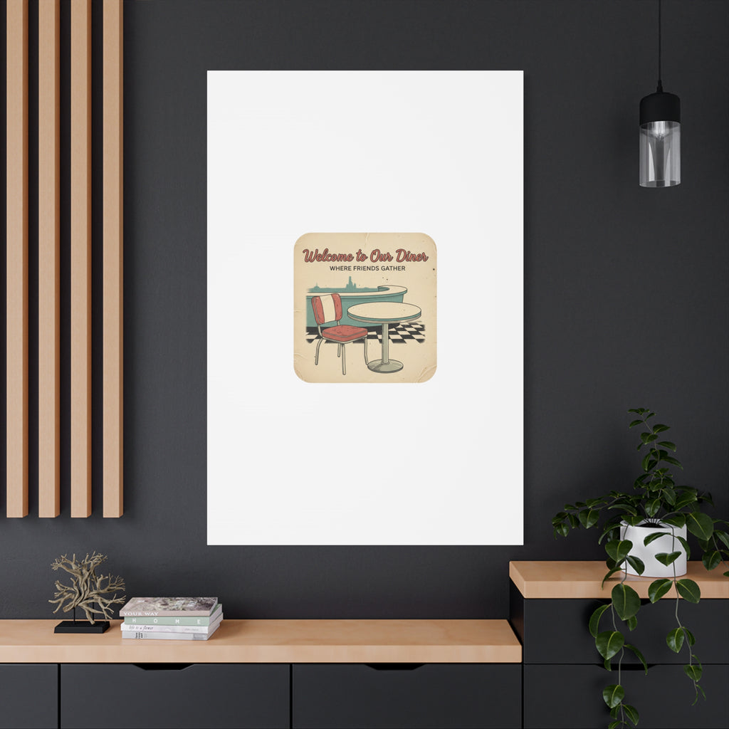 Diner Match Cover Canvas, Vintage Ephemera Art, Retro Micro Ad Print