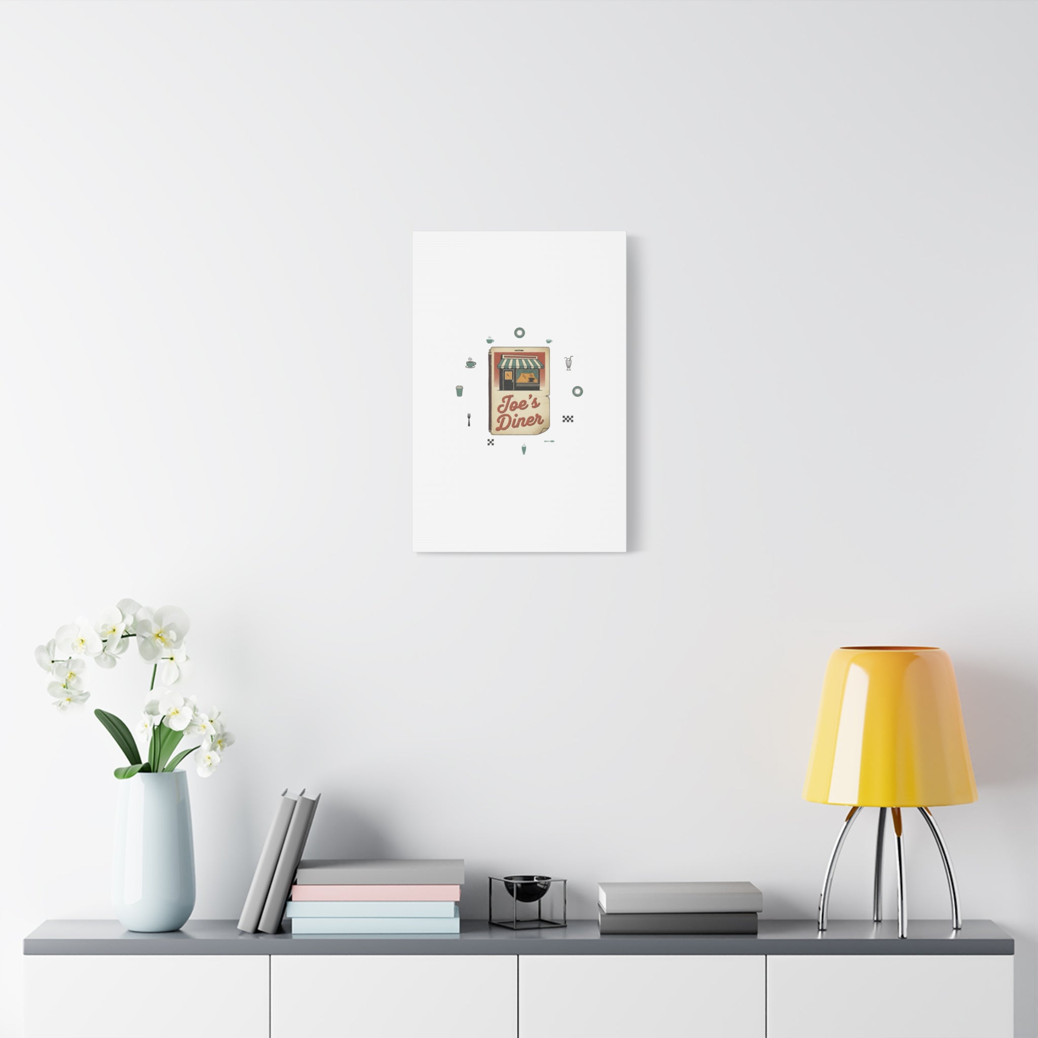 Diner Matchbook Graphic Canvas, Vintage Ephemera Art | Retro Micro Ad Print
