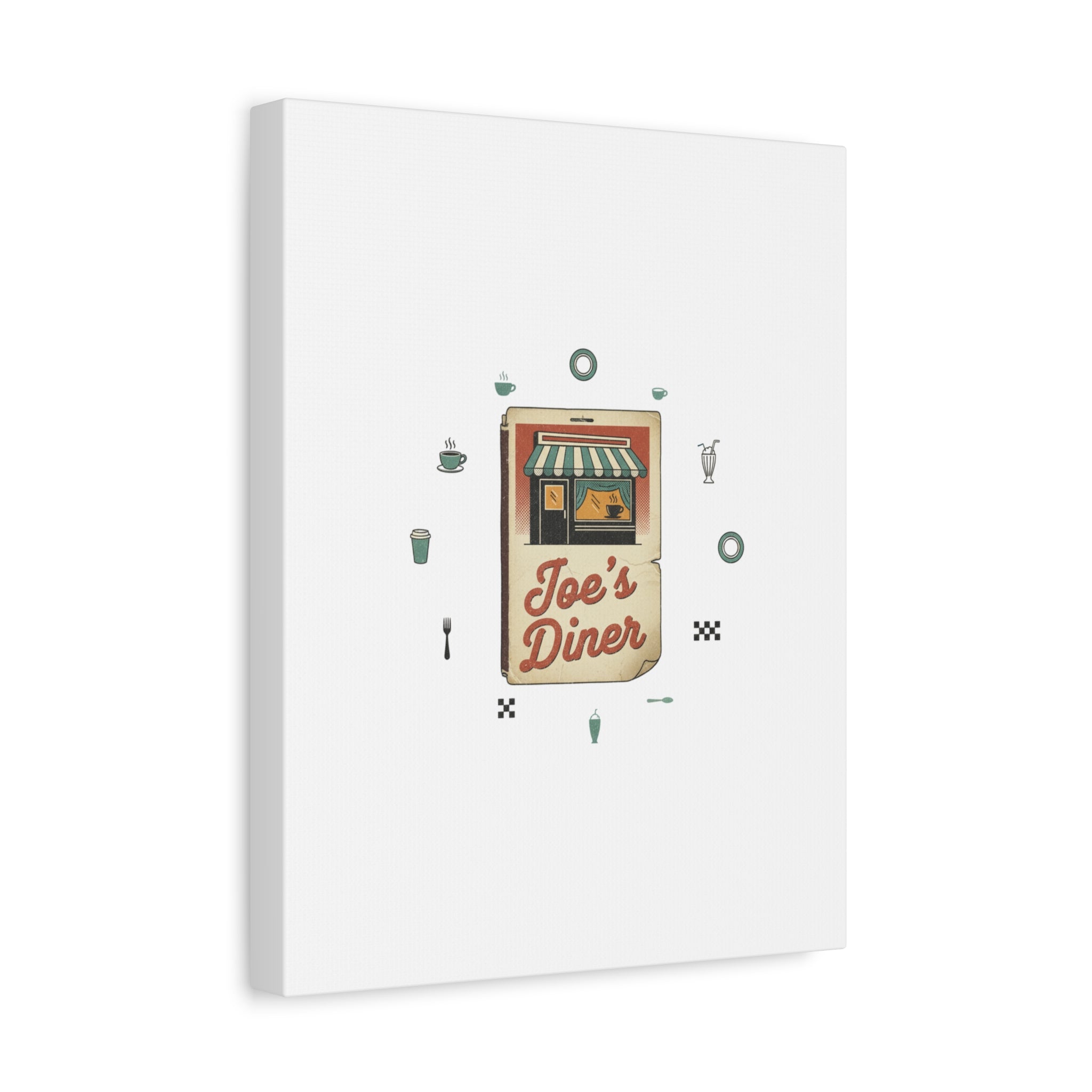 Diner Matchbook Graphic Canvas, Vintage Ephemera Art | Retro Micro Ad Print