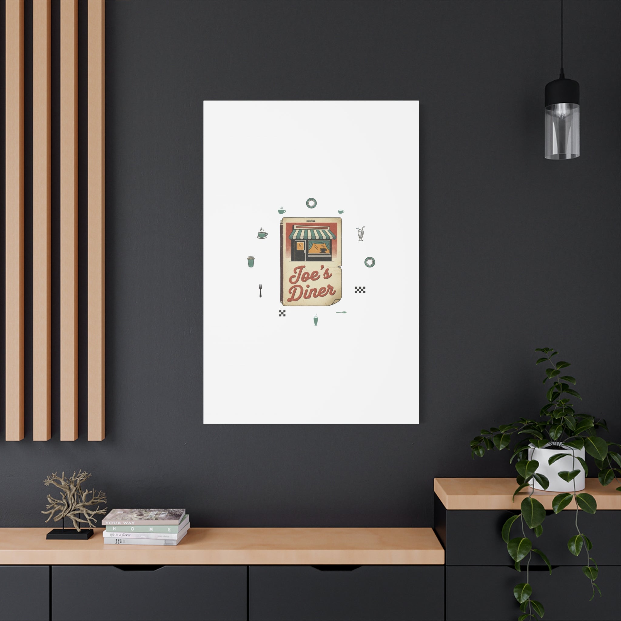 Diner Matchbook Graphic Canvas, Vintage Ephemera Art | Retro Micro Ad Print