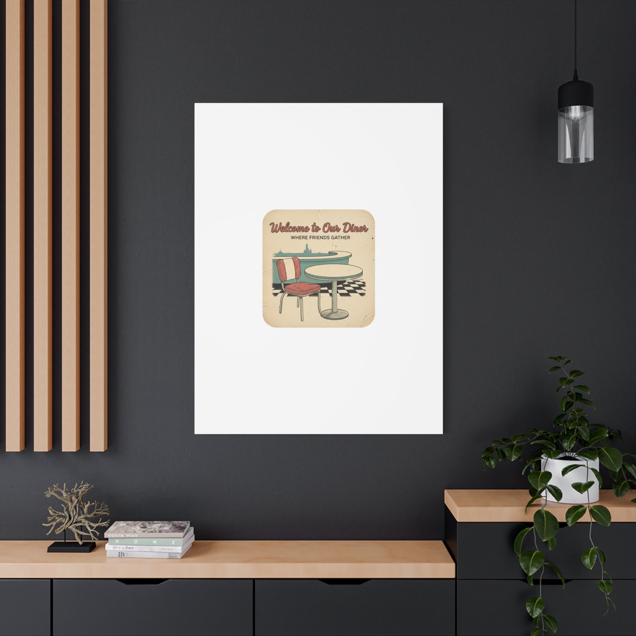 Diner Match Cover Canvas, Vintage Ephemera Art, Retro Micro Ad Print