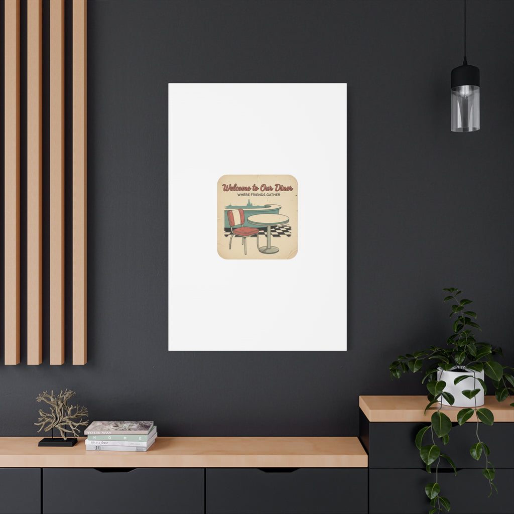 Diner Match Cover Canvas, Vintage Ephemera Art, Retro Micro Ad Print