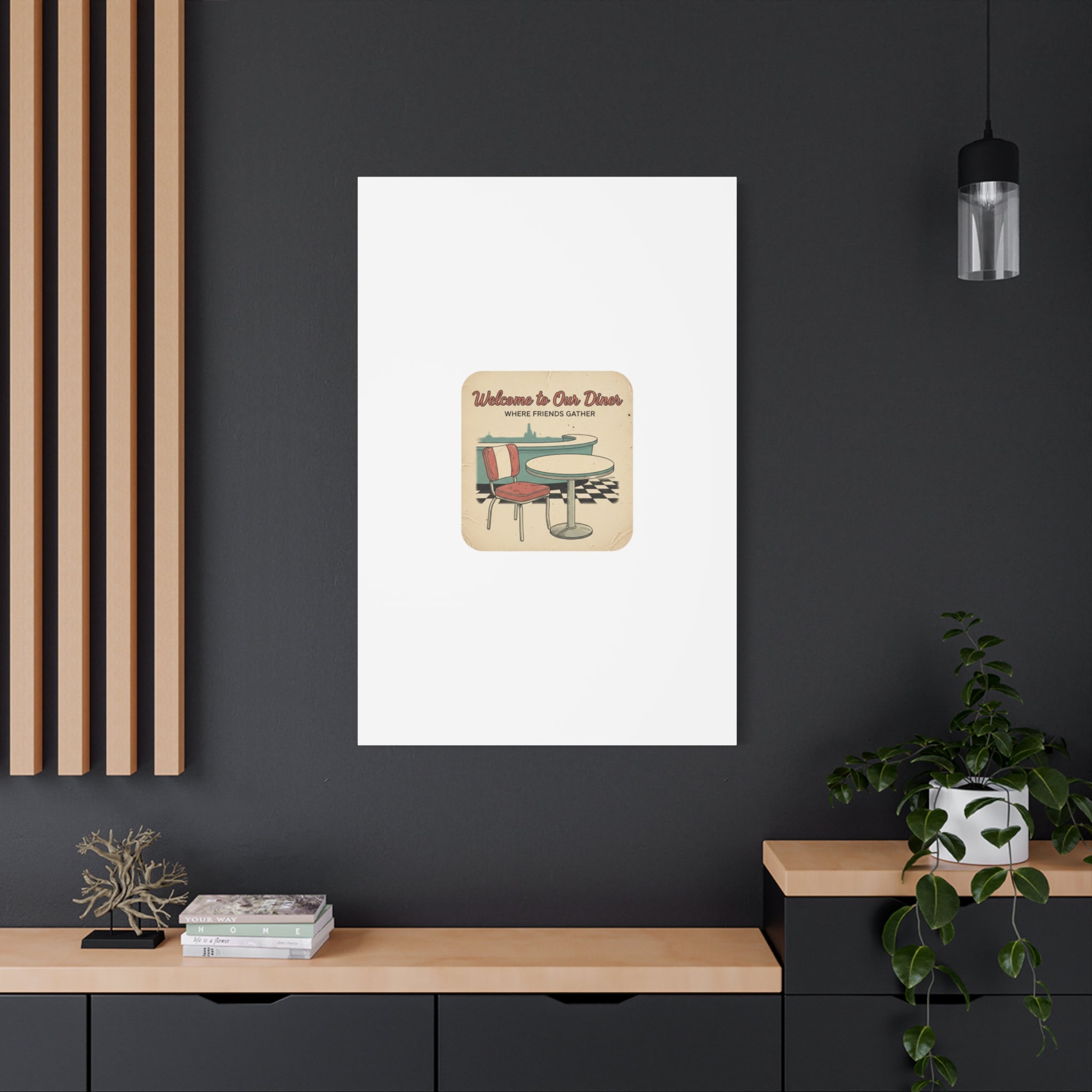 Diner Match Cover Canvas, Vintage Ephemera Art, Retro Micro Ad Print