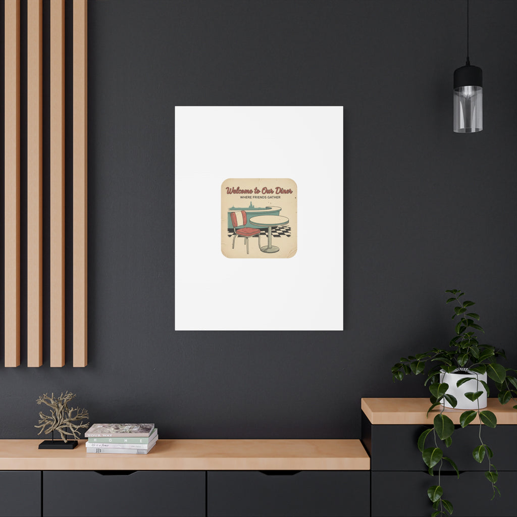Diner Match Cover Canvas, Vintage Ephemera Art, Retro Micro Ad Print
