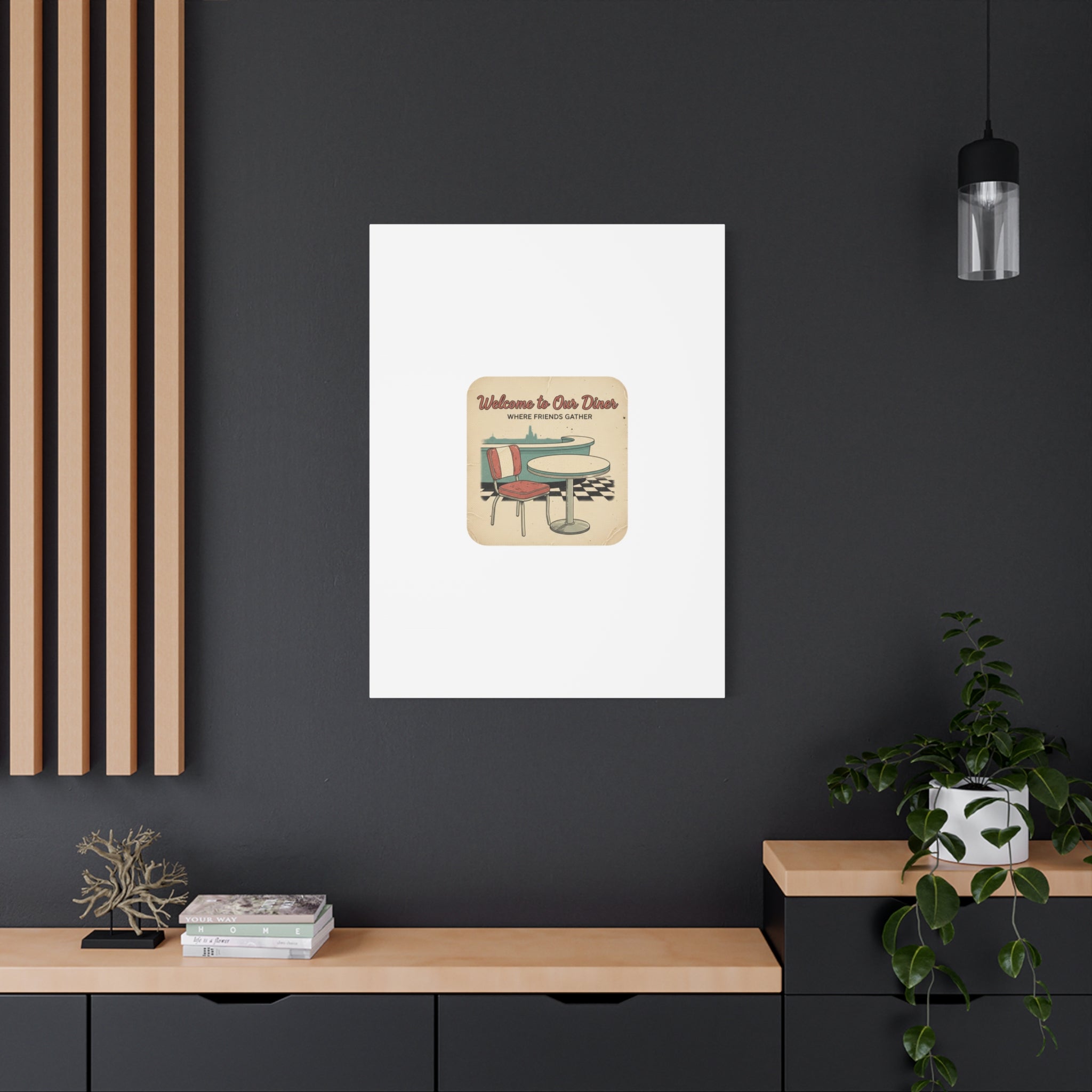 Diner Match Cover Canvas, Vintage Ephemera Art, Retro Micro Ad Print