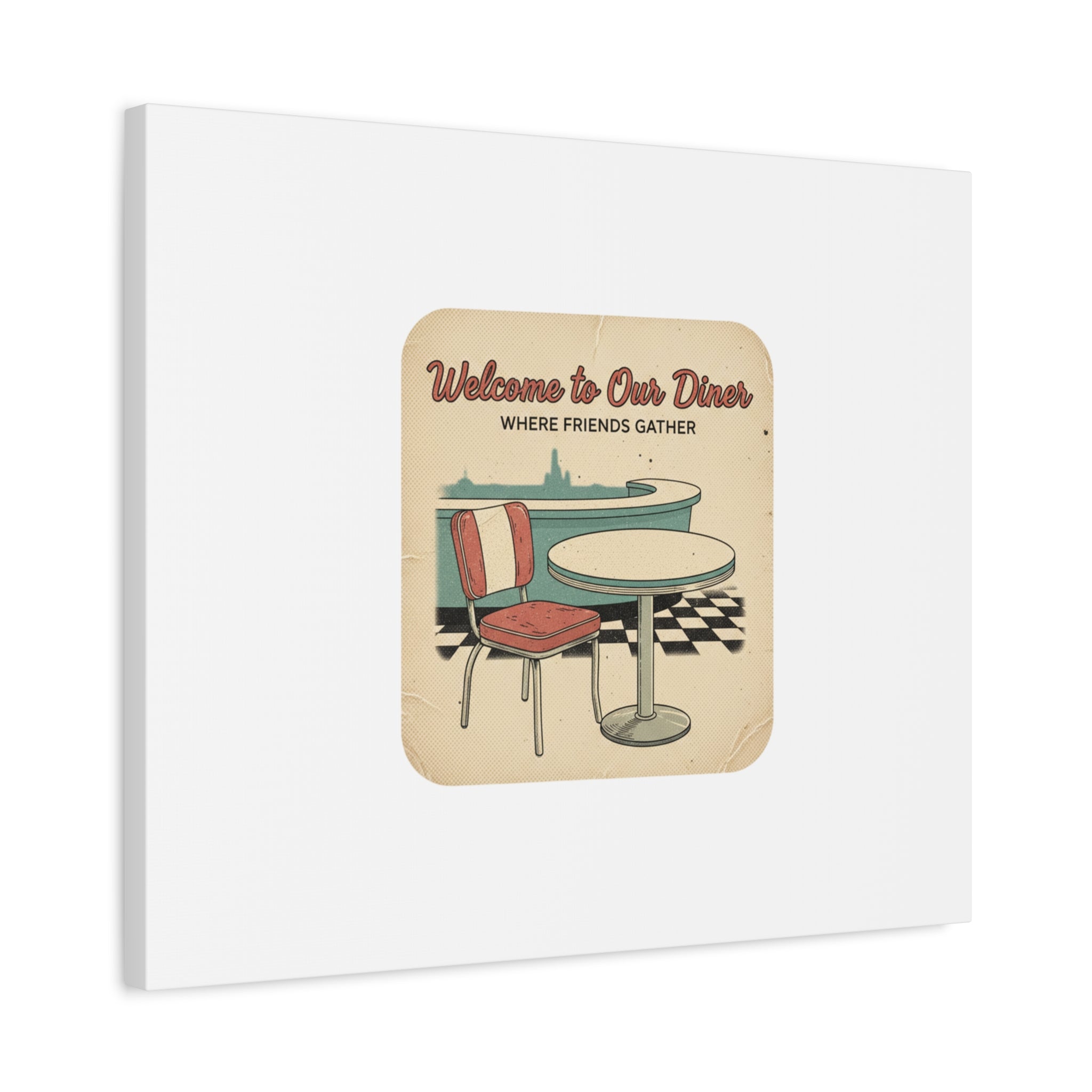 Diner Match Cover Canvas, Vintage Ephemera Art, Retro Micro Ad Print