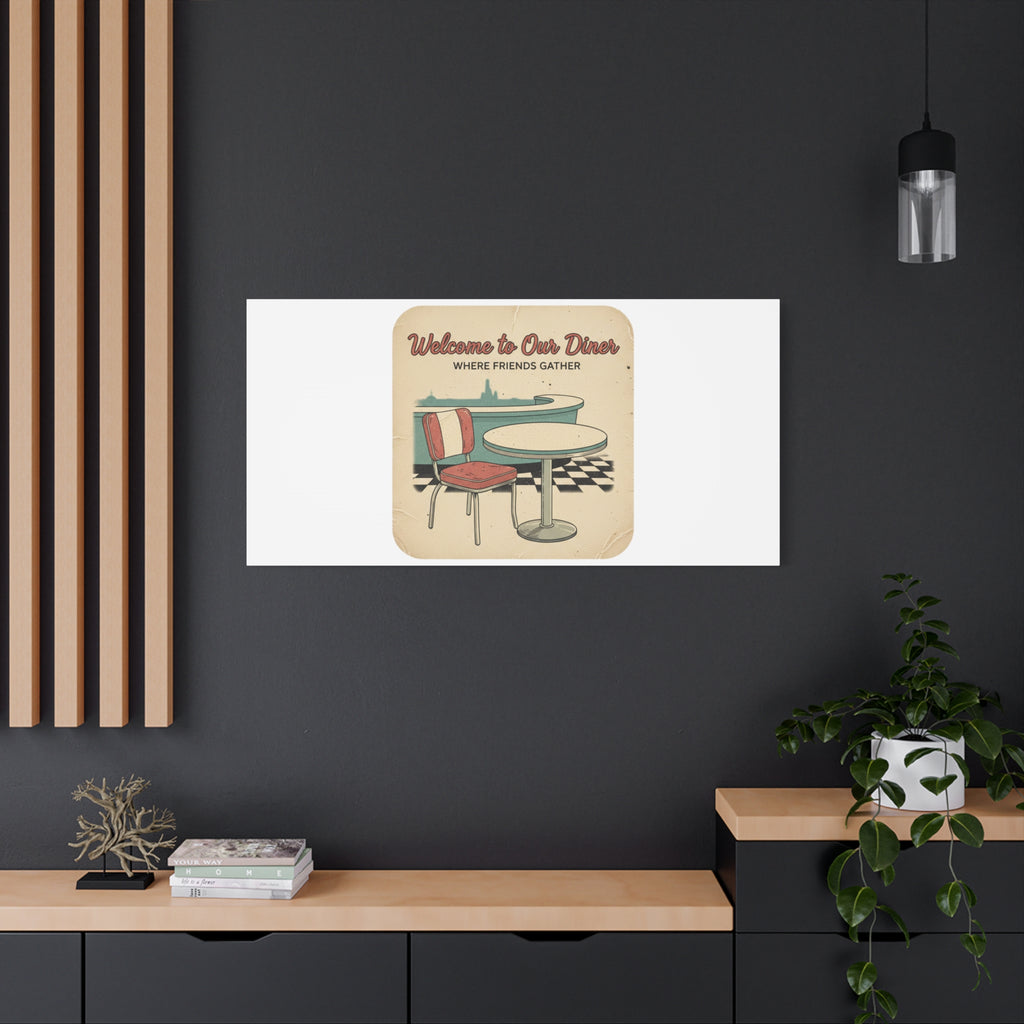 Diner Match Cover Canvas, Vintage Ephemera Art, Retro Micro Ad Print