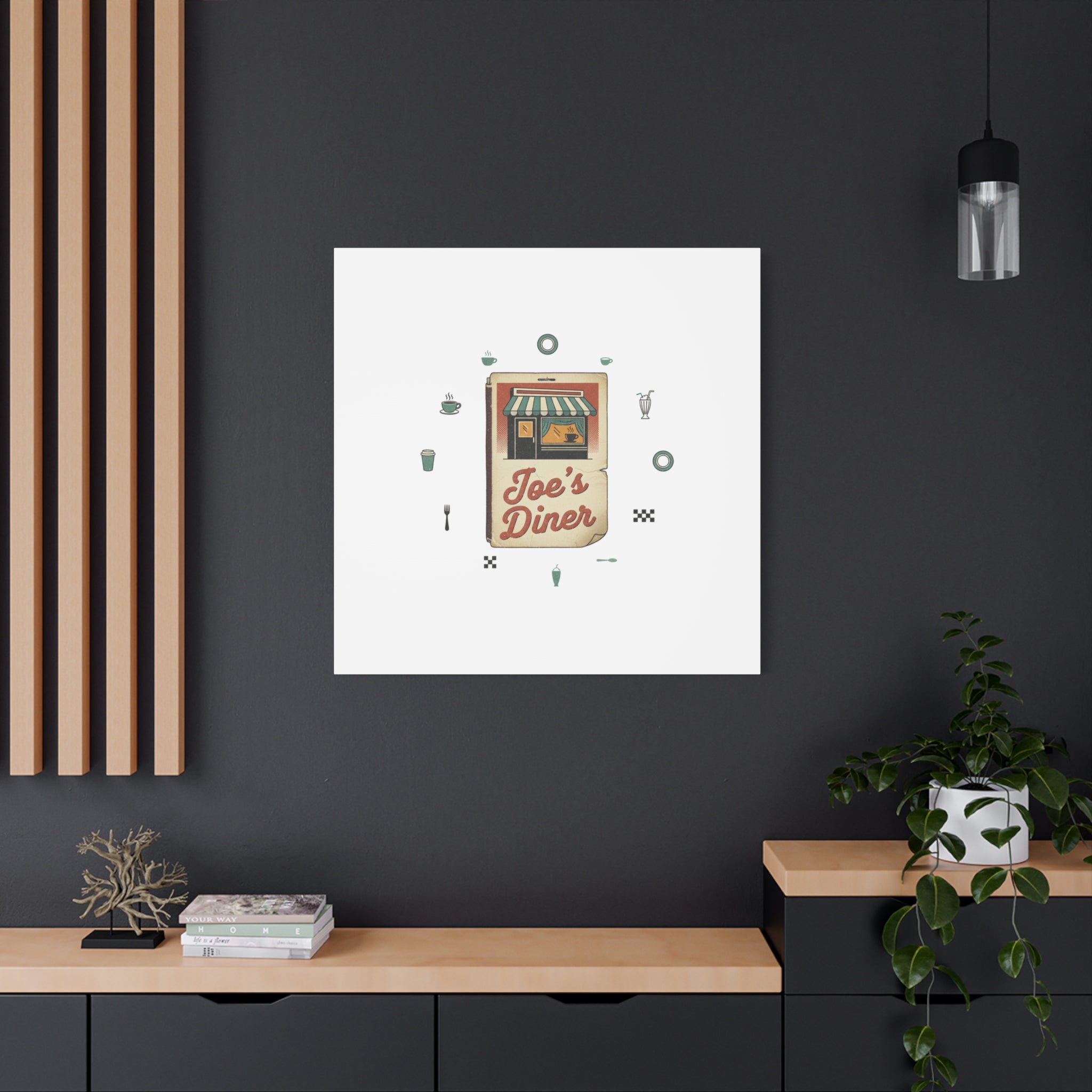 Diner Matchbook Graphic Canvas, Vintage Ephemera Art | Retro Micro Ad Print