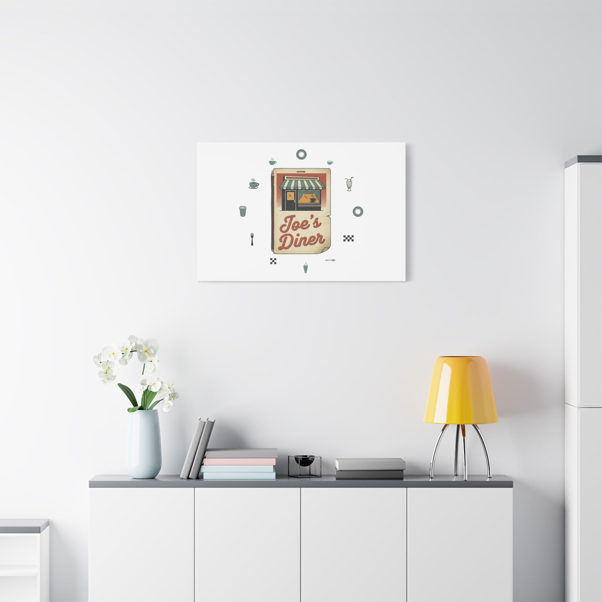 Diner Matchbook Graphic Canvas, Vintage Ephemera Art | Retro Micro Ad Print