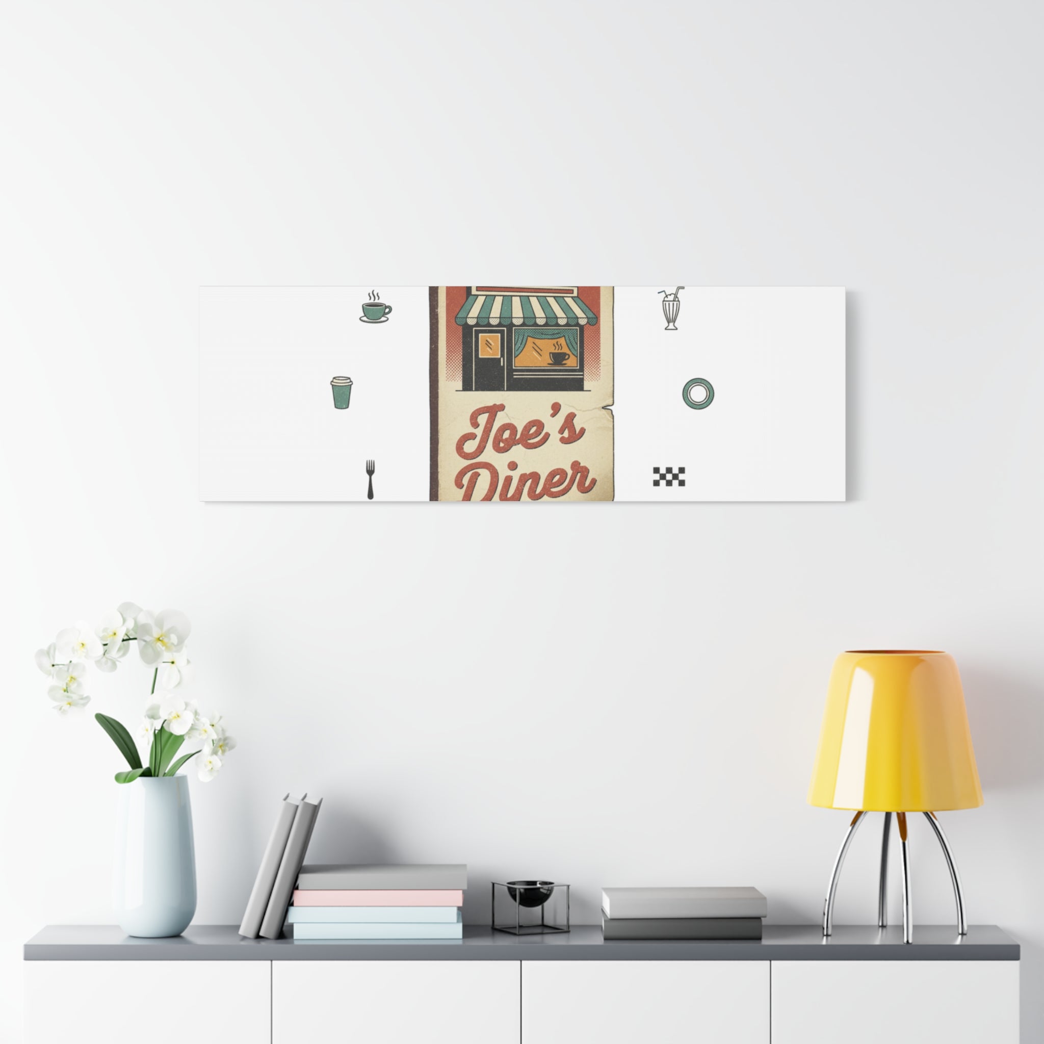 Diner Matchbook Graphic Canvas, Vintage Ephemera Art | Retro Micro Ad Print