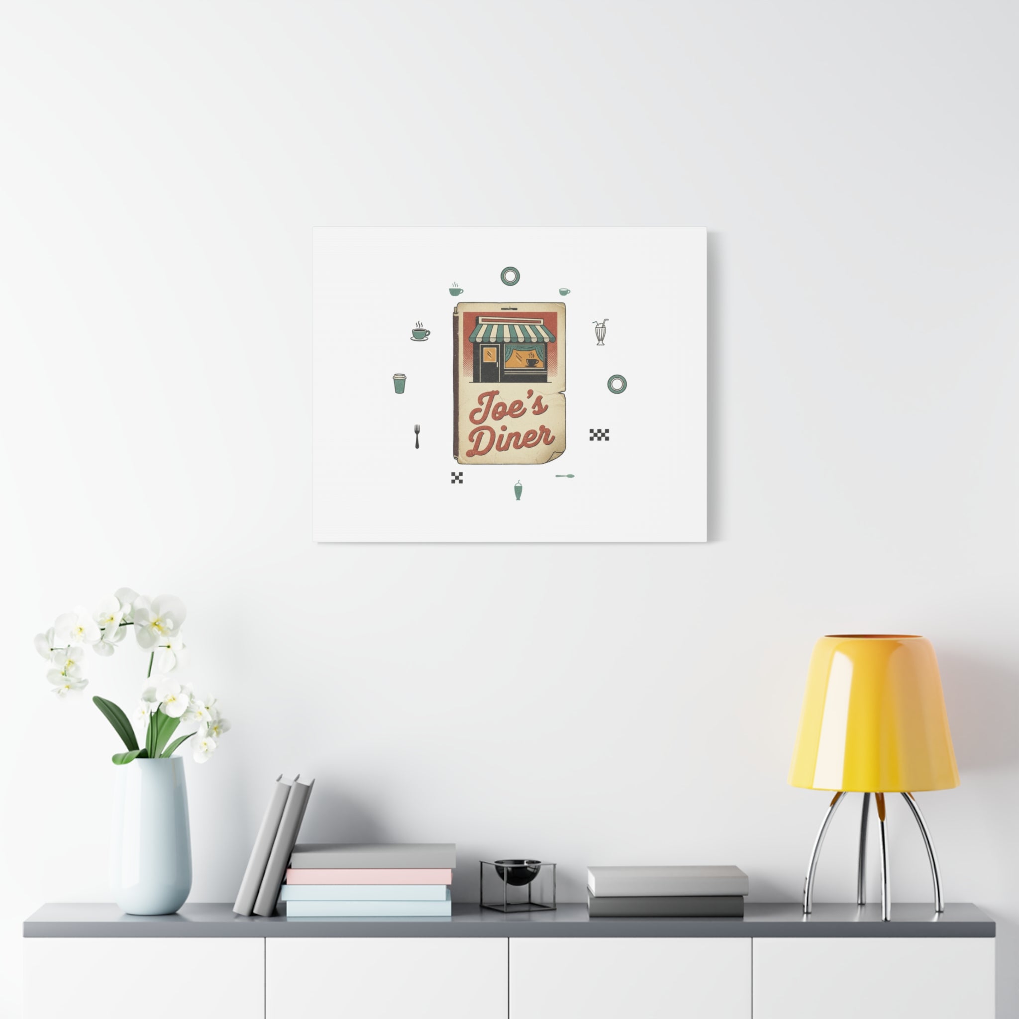 Diner Matchbook Graphic Canvas, Vintage Ephemera Art | Retro Micro Ad Print